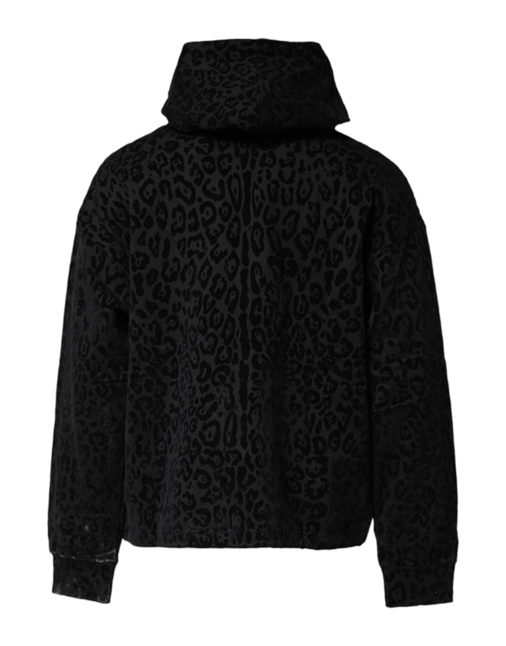 Dolce & Gabbana Schwarzes Leoparden Sweatshirt mit Kapuze und Reißverschluss Pullover-4