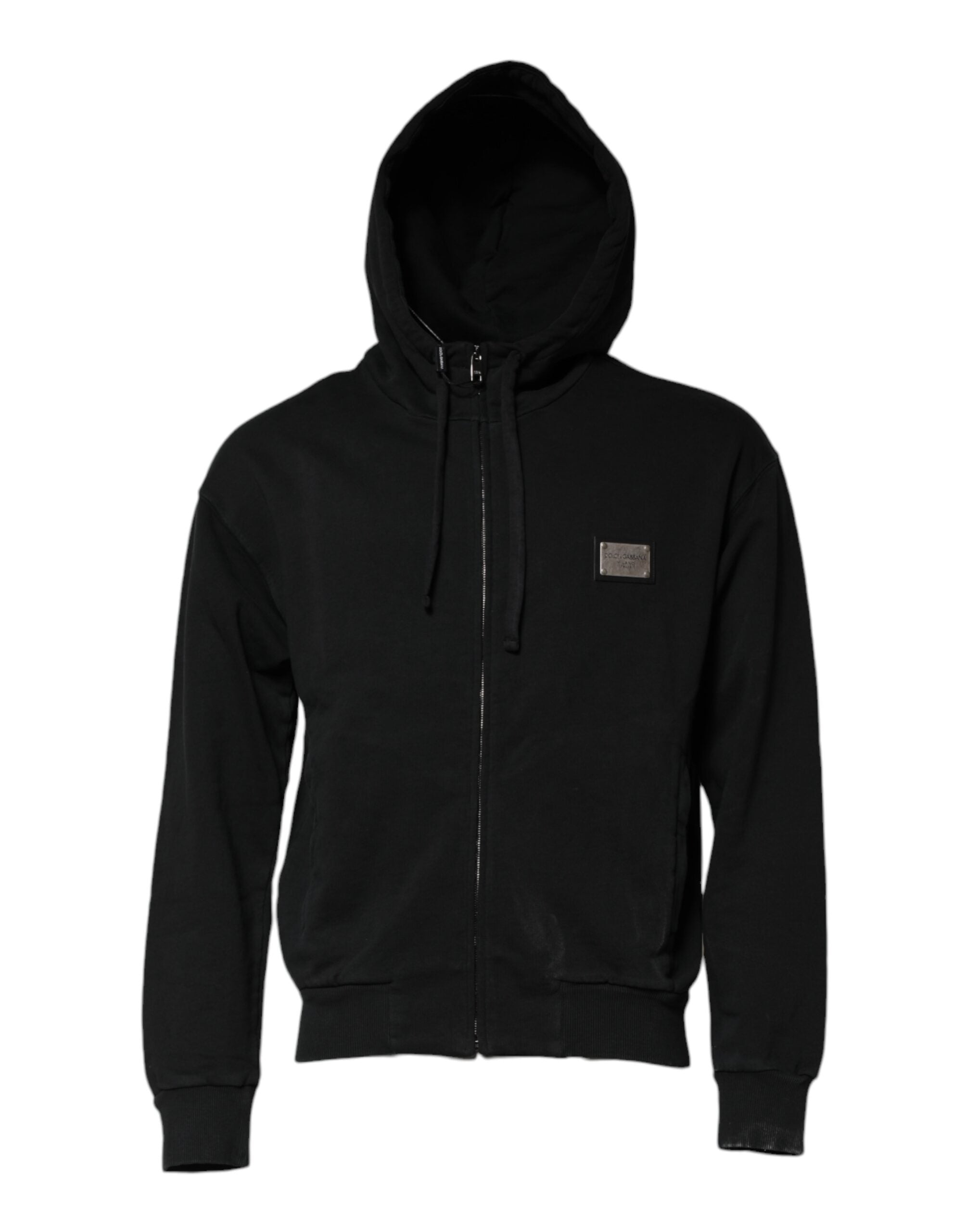 Dolce & Gabbana Black Logo Hooded Sweatshirt for Men, Zip-Up Pullover-1