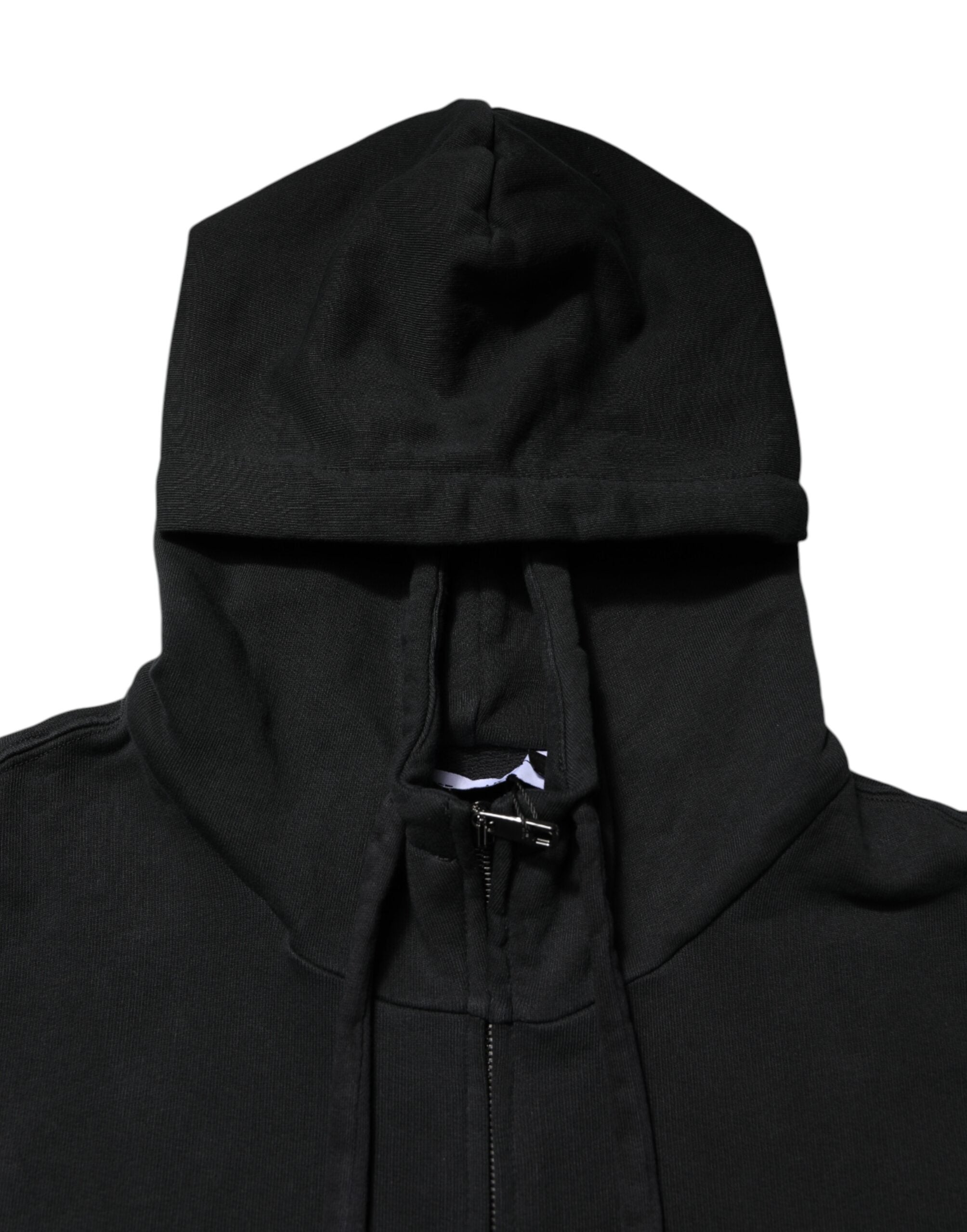 Dolce & Gabbana Black Logo Hooded Sweatshirt for Men, Zip-Up Pullover-5