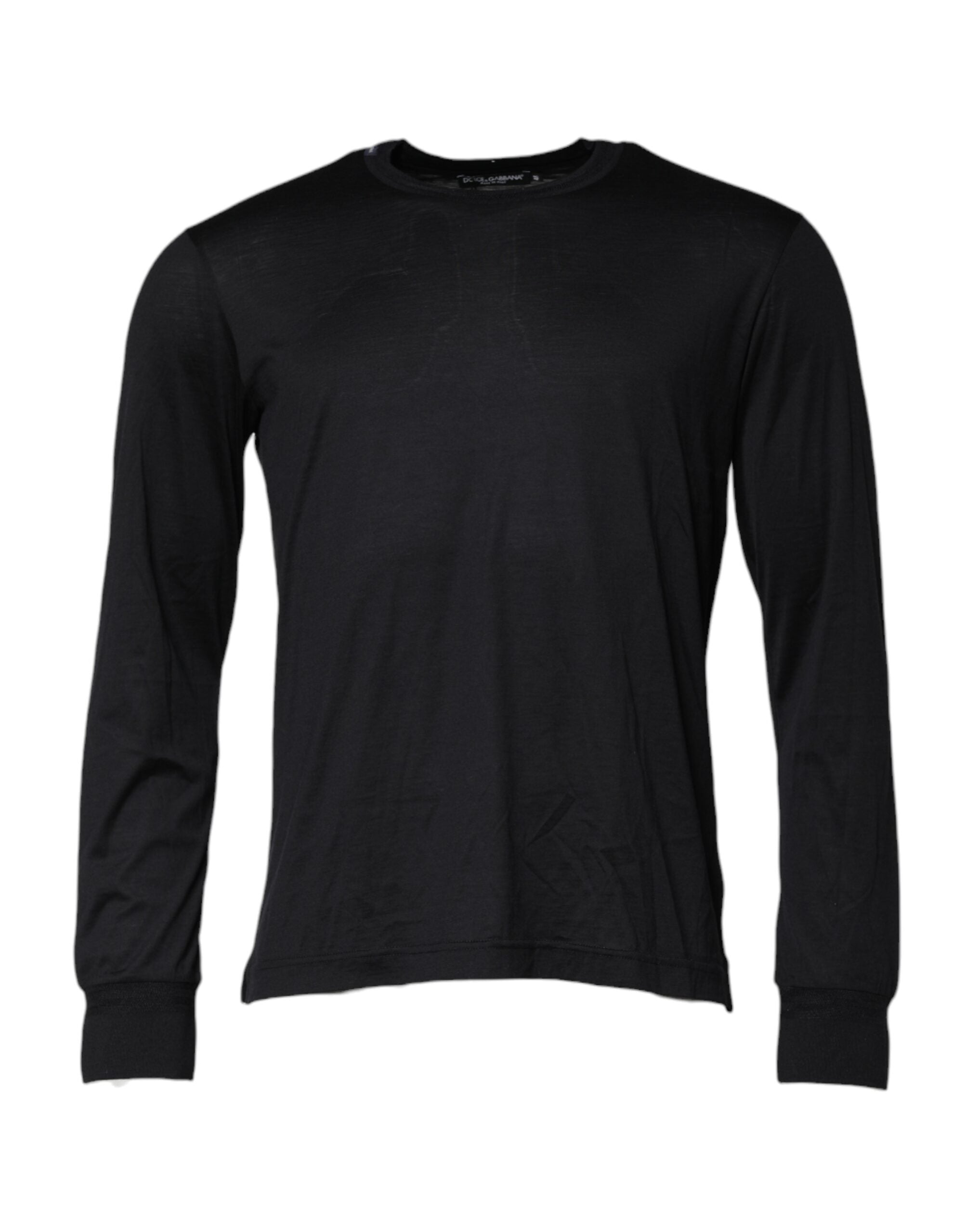 Dolce & Gabbana Dunkelblauer Seiden-Rundhals-Pullover für Männer-1