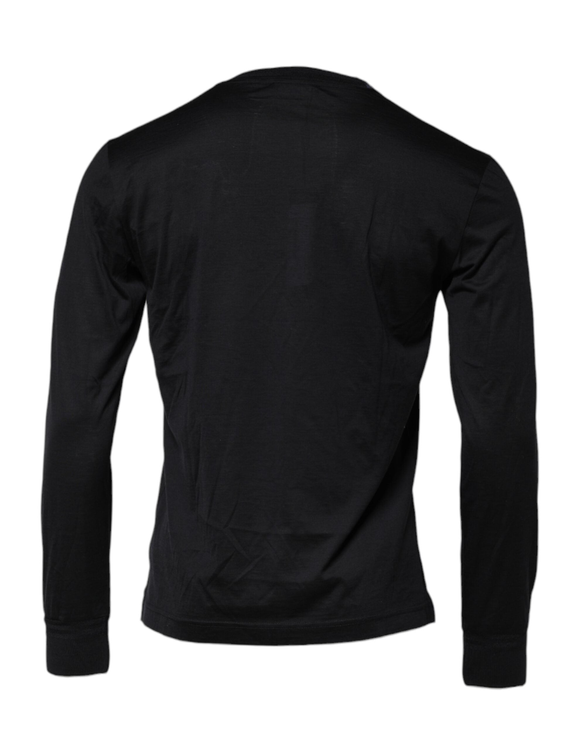 Dolce & Gabbana Dunkelblauer Seiden-Rundhals-Pullover für Männer-4