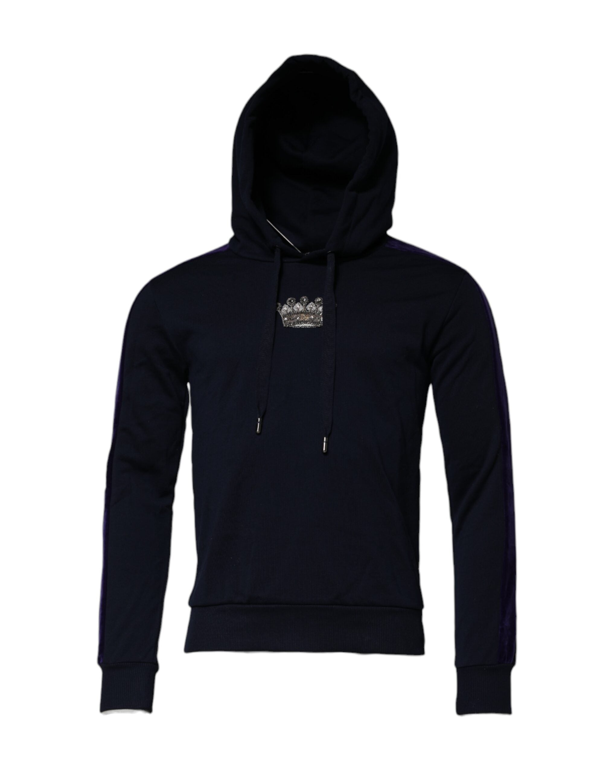 Dolce & Gabbana Schwarzes Crown Baumwoll-Sweatshirt mit Kapuze Pullover-1