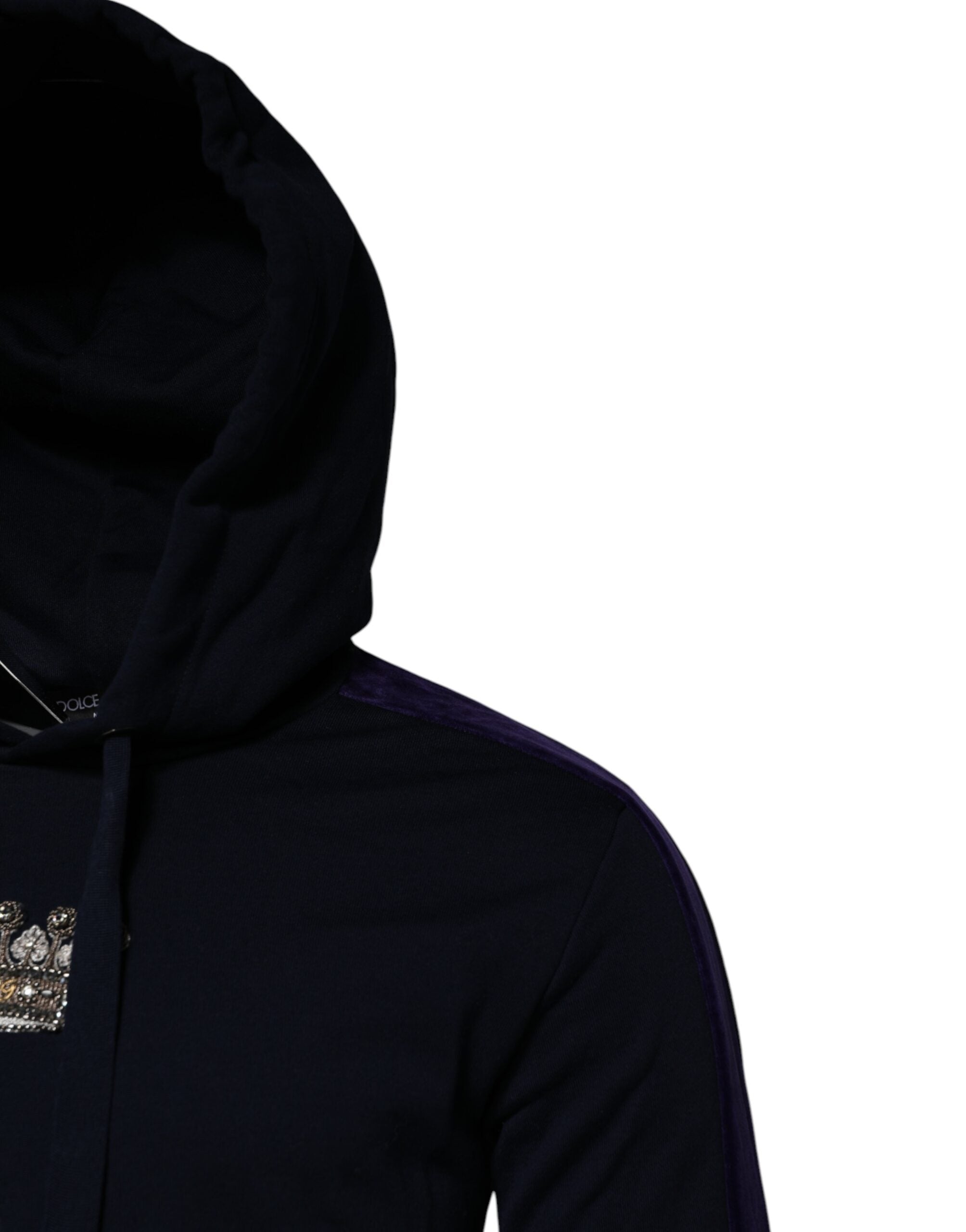 Dolce & Gabbana Schwarzes Crown Baumwoll-Sweatshirt mit Kapuze Pullover-3