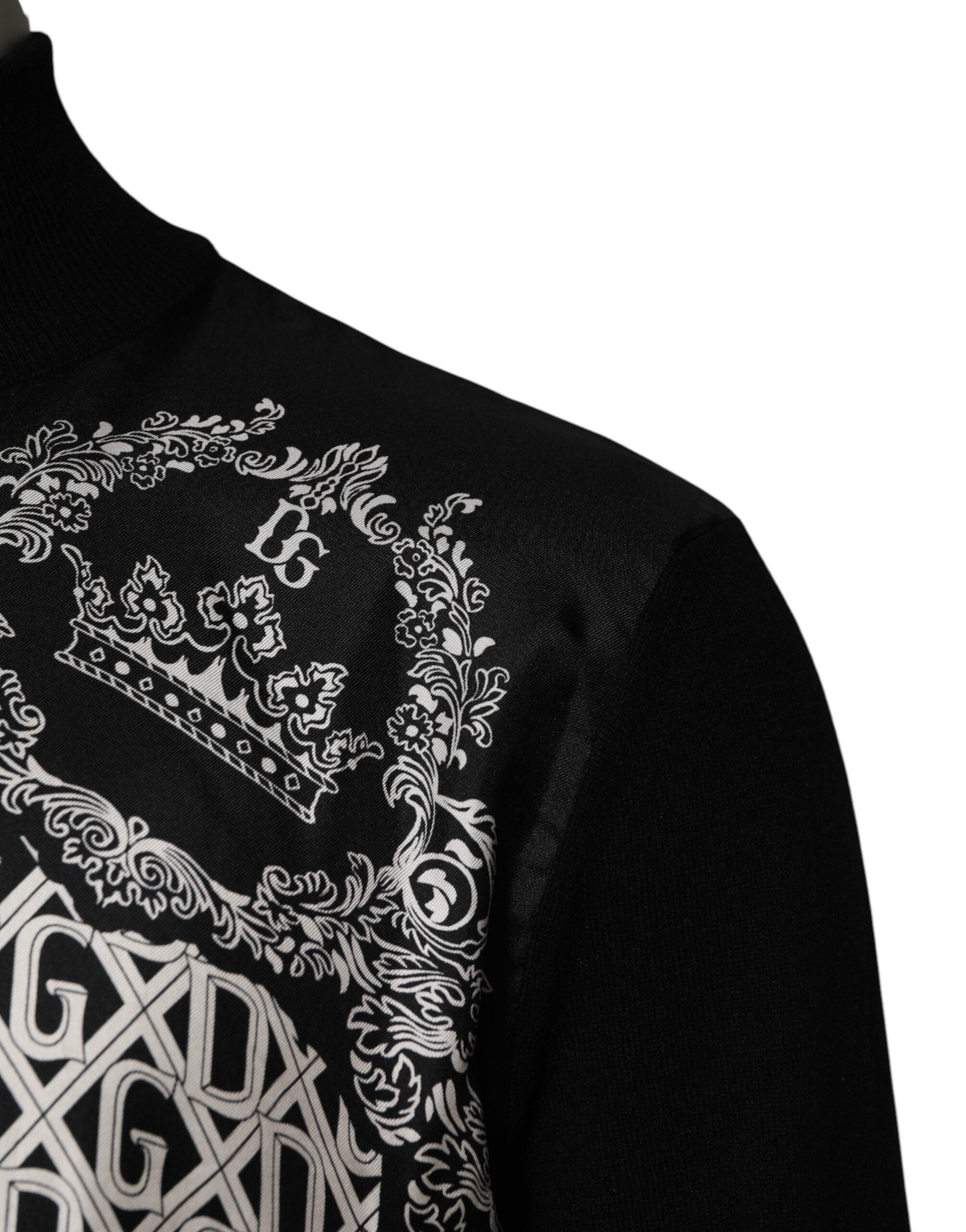 Dolce & Gabbana Black and White Bandana Print Zip-Up Sweater-3