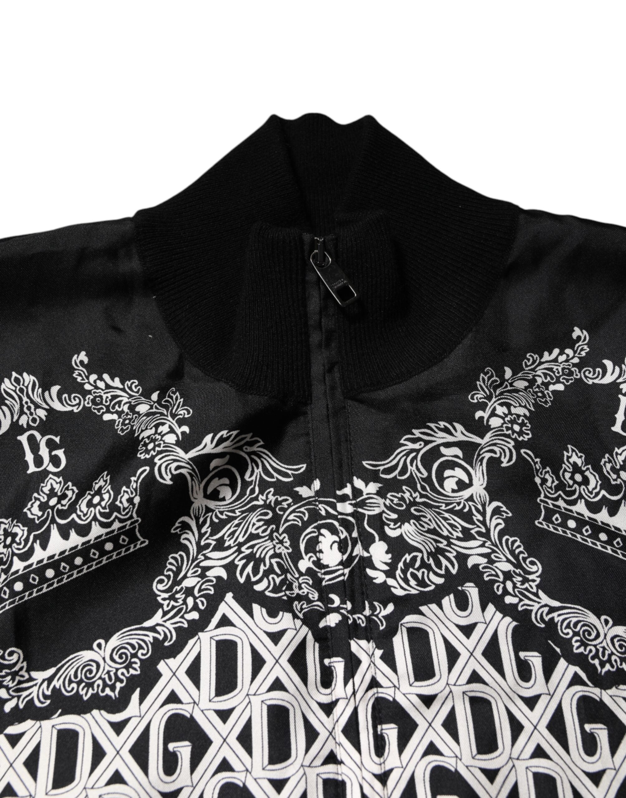 Dolce & Gabbana Black and White Bandana Print Zip-Up Sweater-5