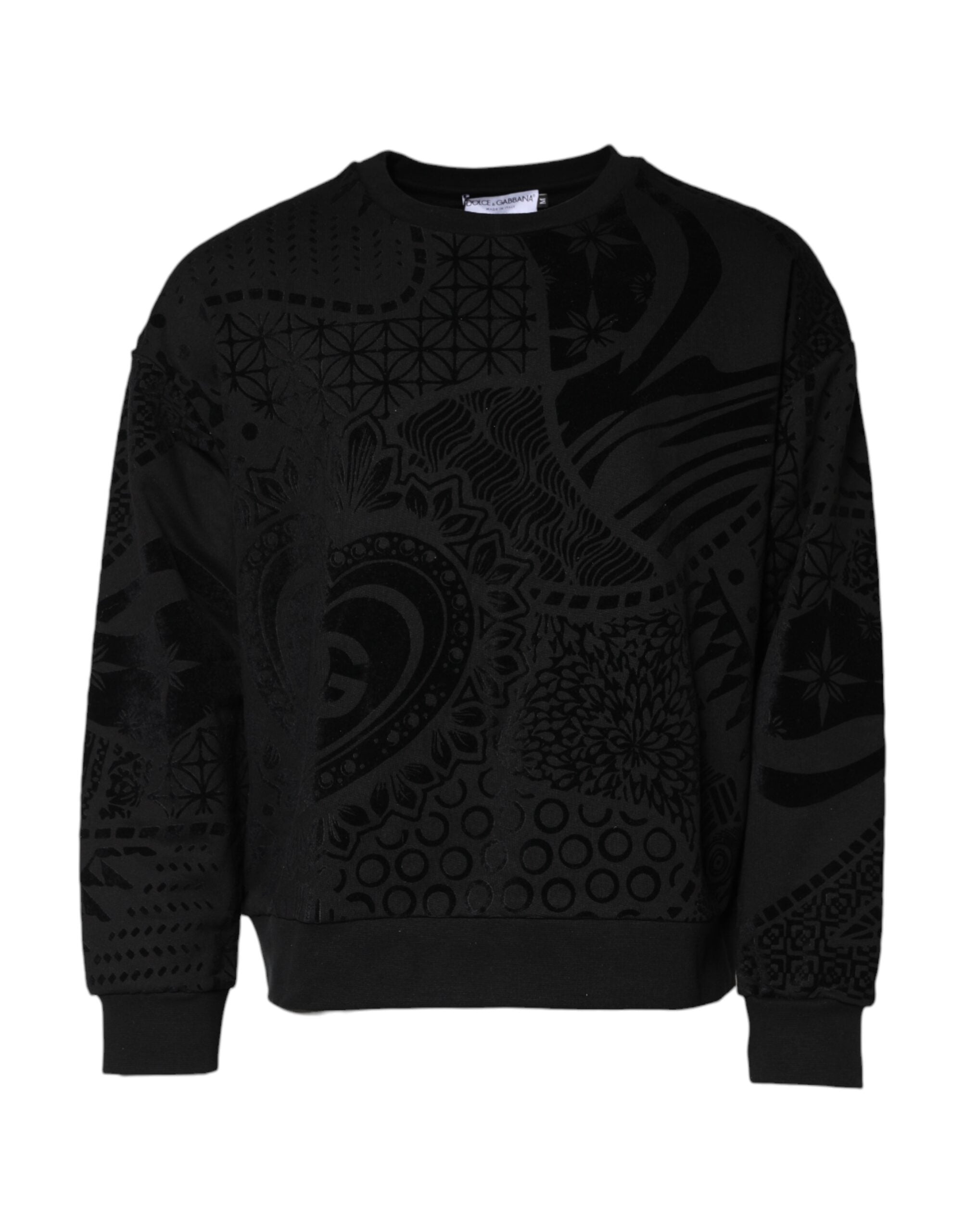 Dolce & Gabbana Black Printed Crew Neck Sweatshirt Pullover-2