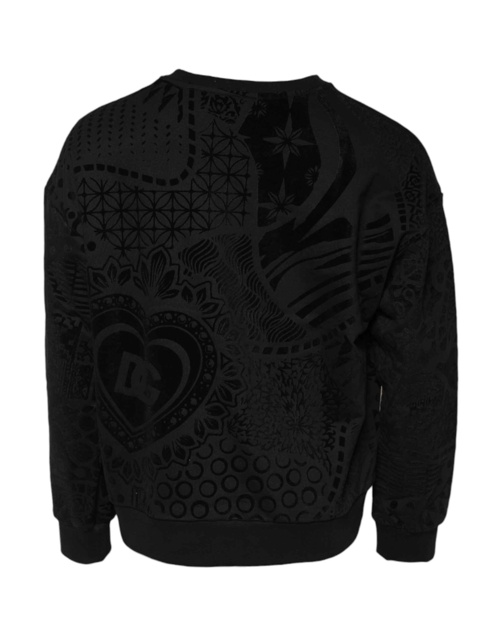Dolce & Gabbana Black Printed Crew Neck Sweatshirt Pullover-3