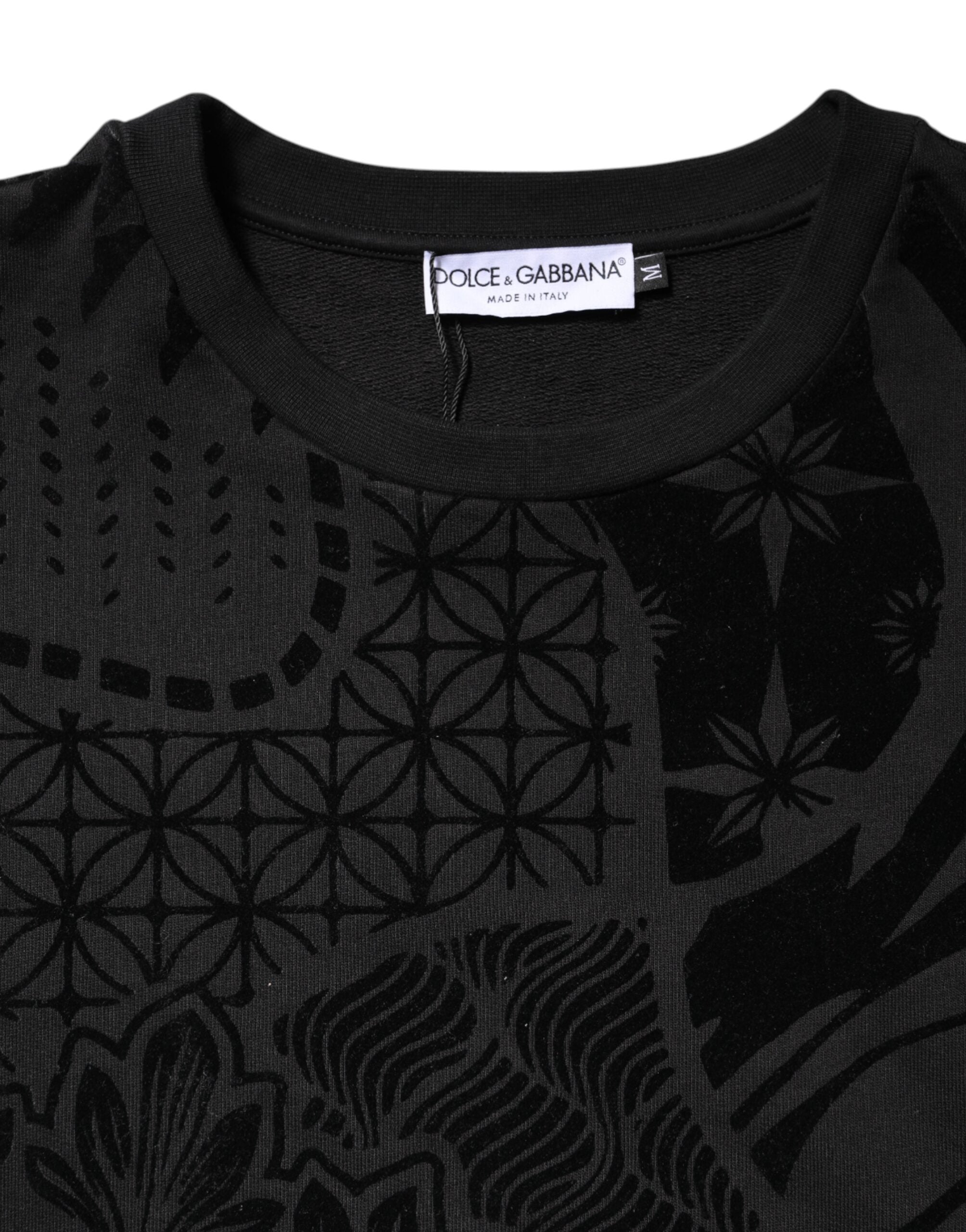 Dolce & Gabbana Black Printed Crew Neck Sweatshirt Pullover-4