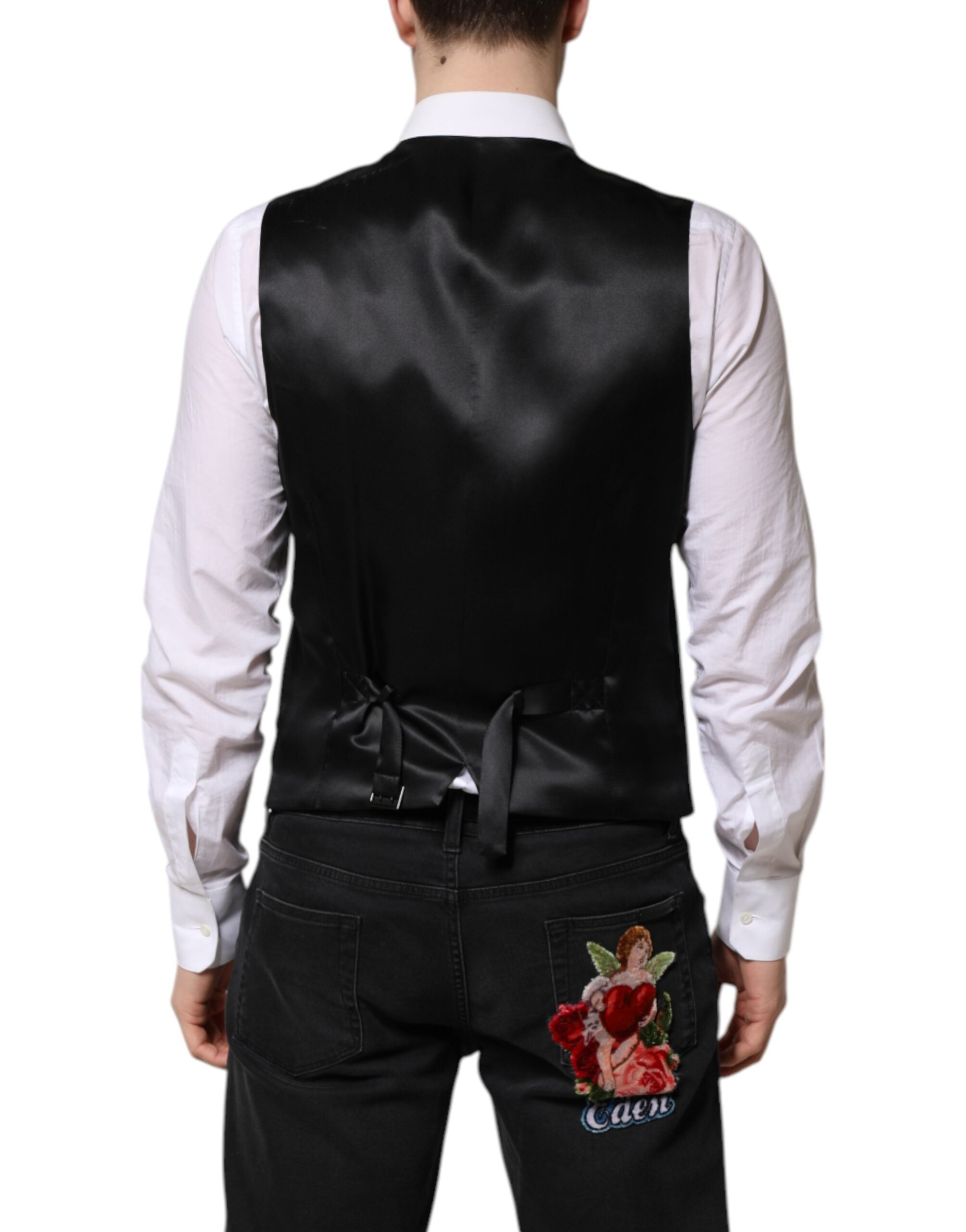 Dolce & Gabbana Green Wool Dress Formal Men's Vest-4