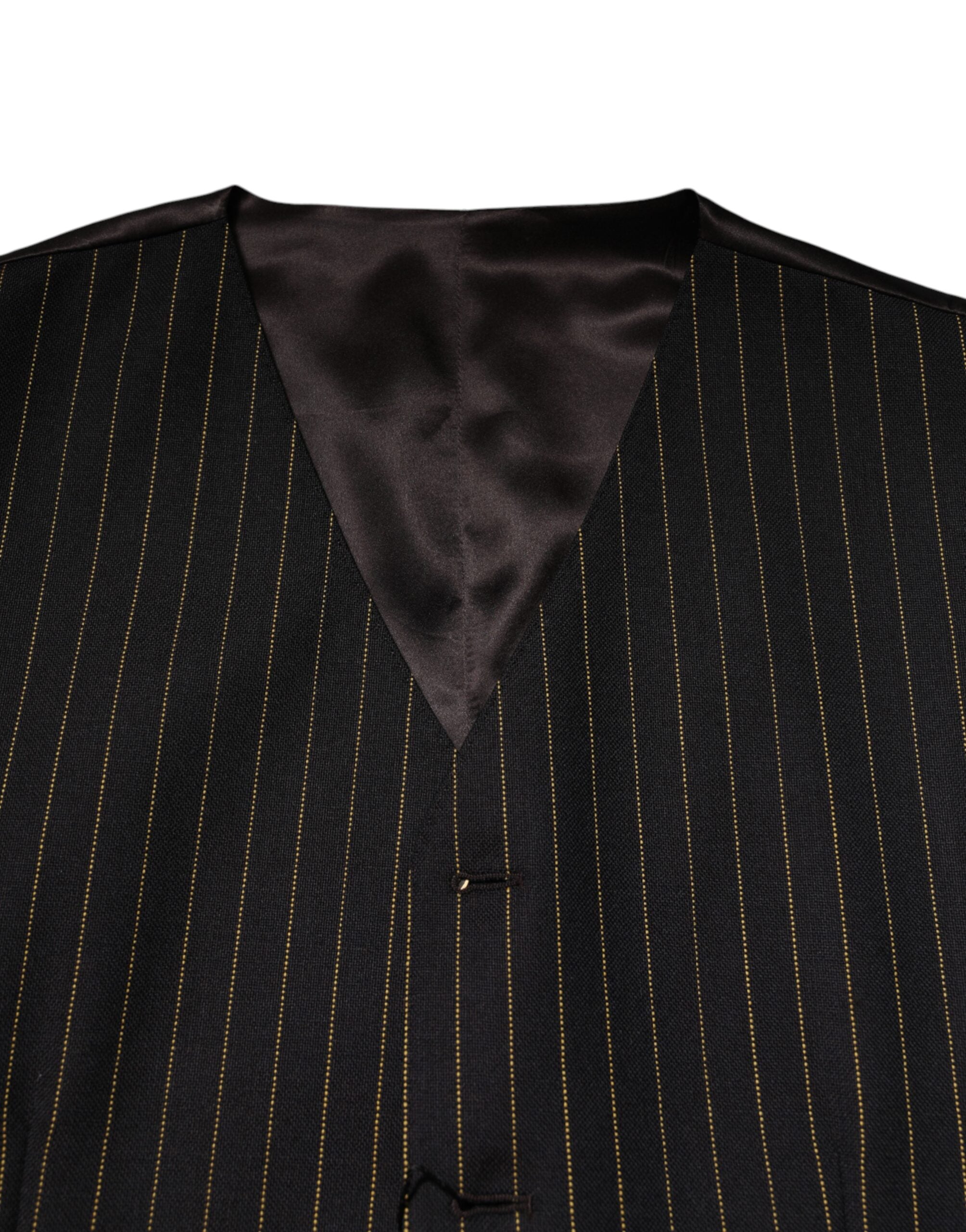 Dolce & Gabbana Black Striped Wool Formal Men's Vest-5