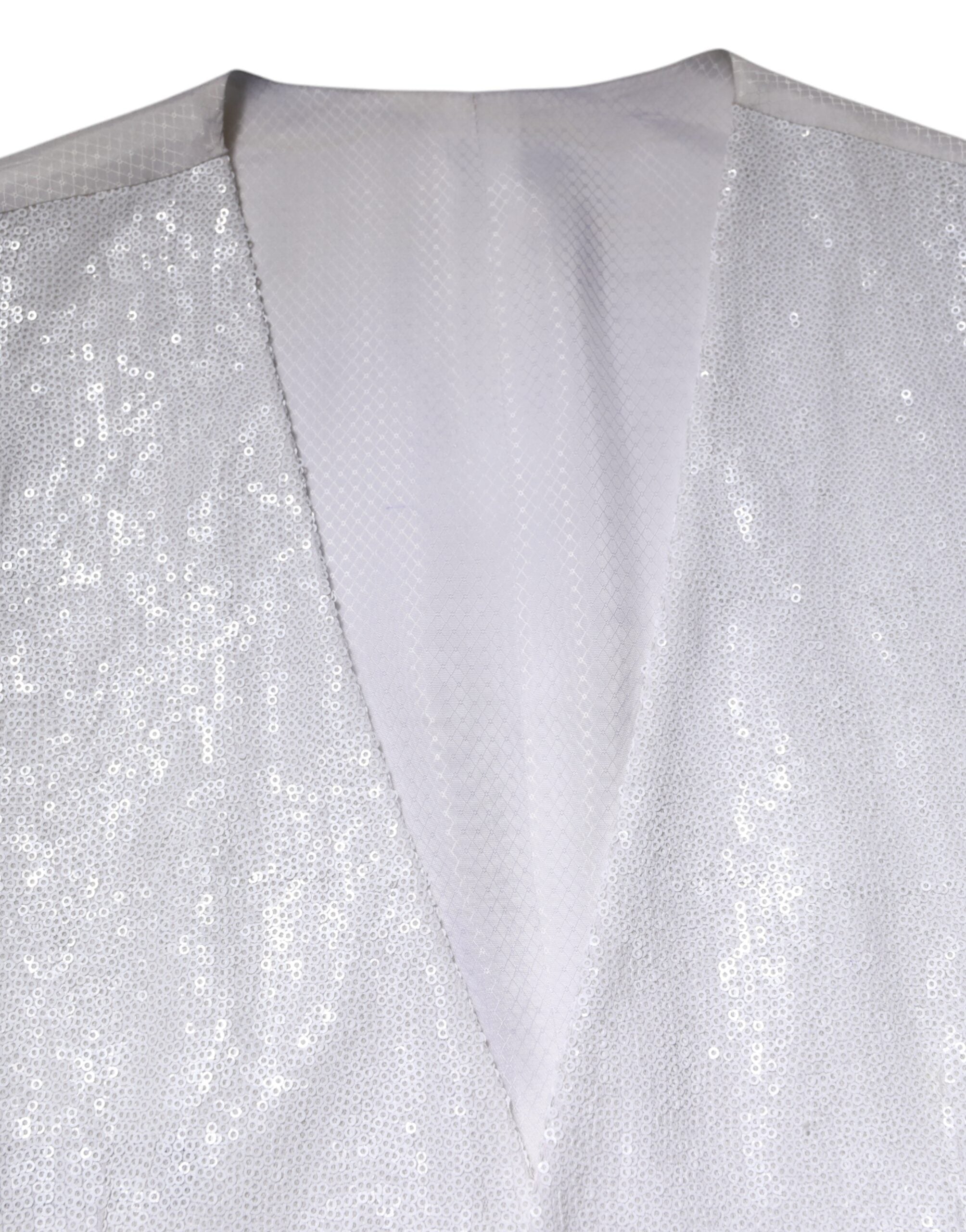 Dolce & Gabbana White Sequin Dress Formal Vest Vest-5