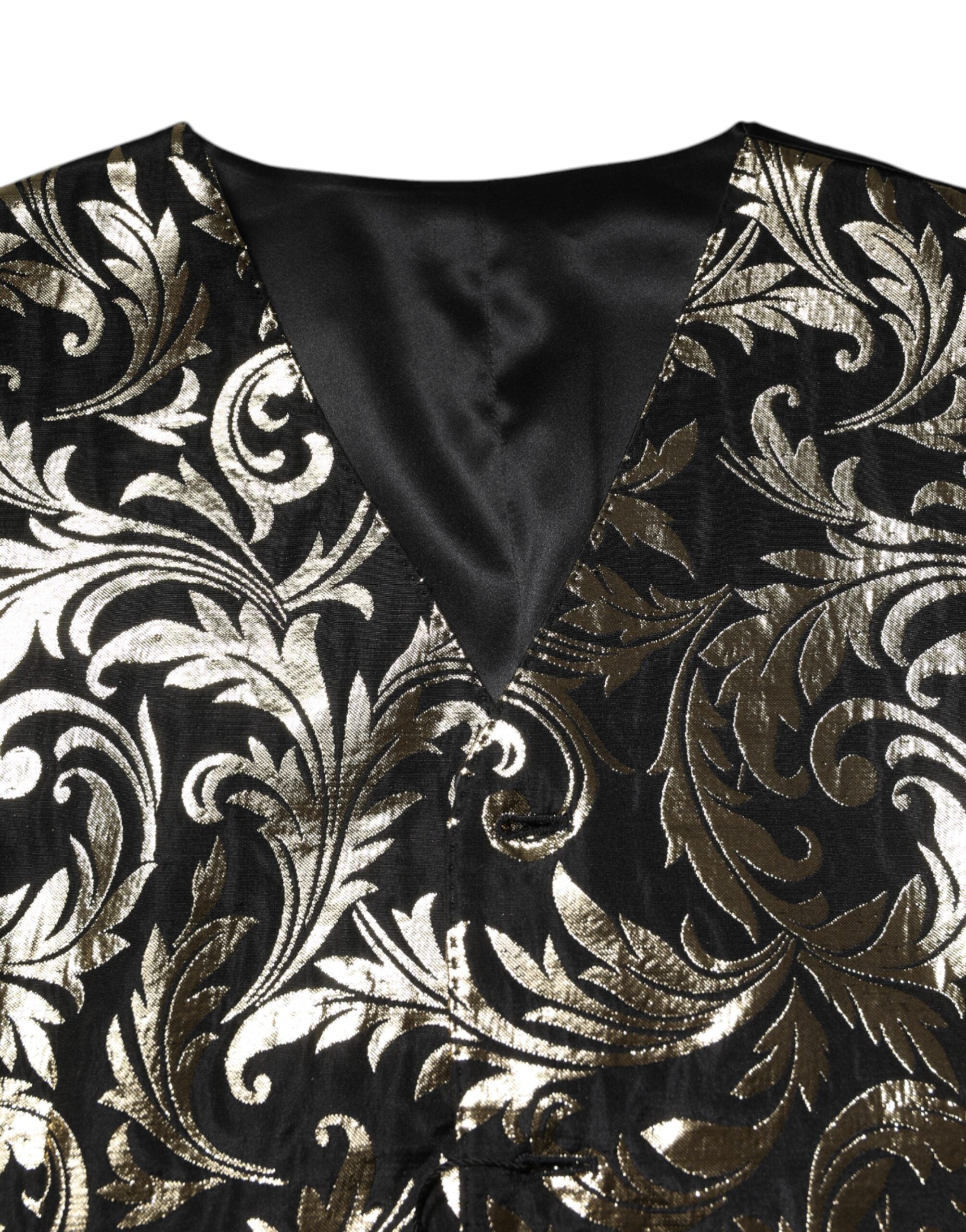 Dolce & Gabbana Schwarz Gold Jacquard Formal Herren Weste Weste-5