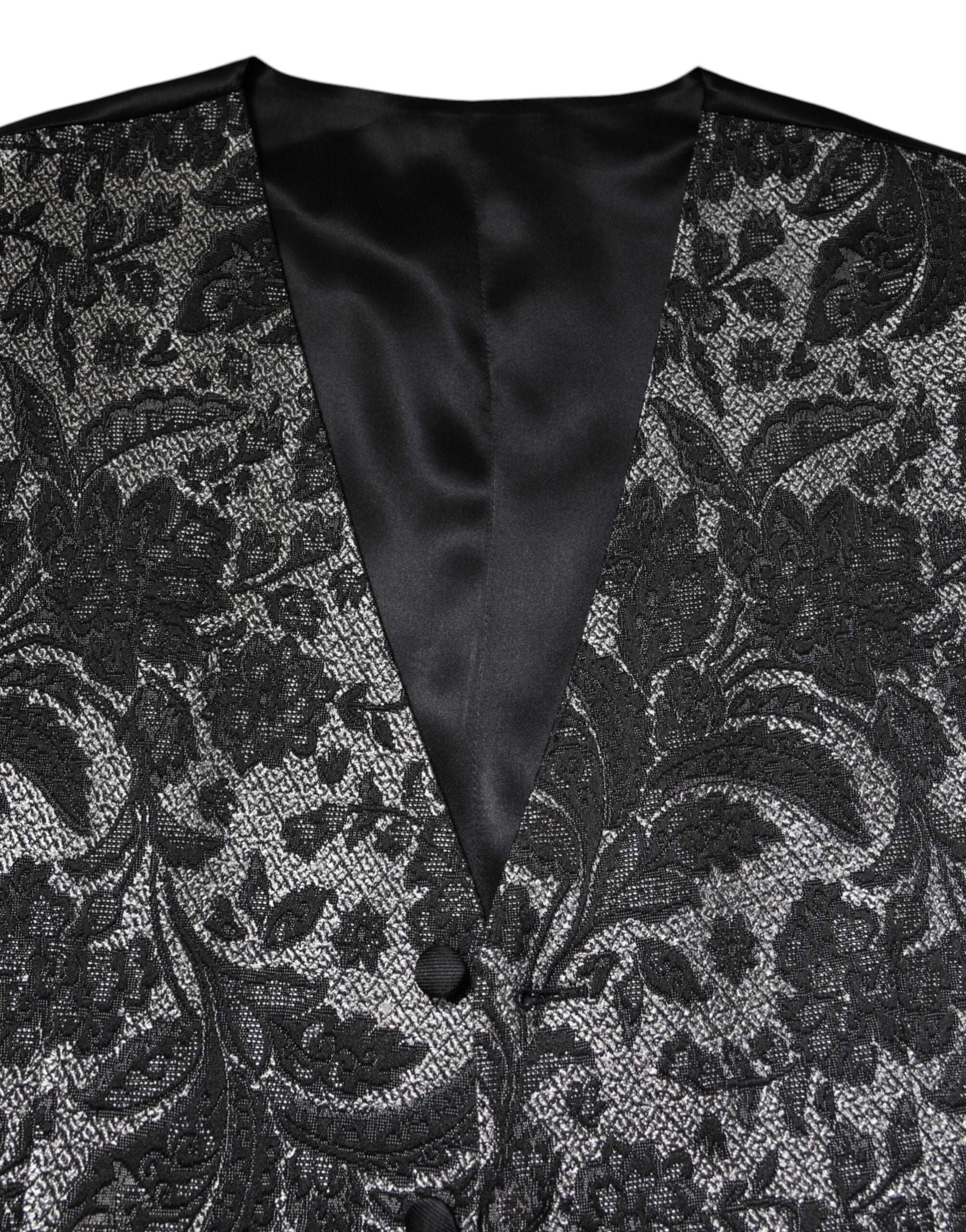Dolce & Gabbana Black Grey Brocade Formal Men's Vest-5