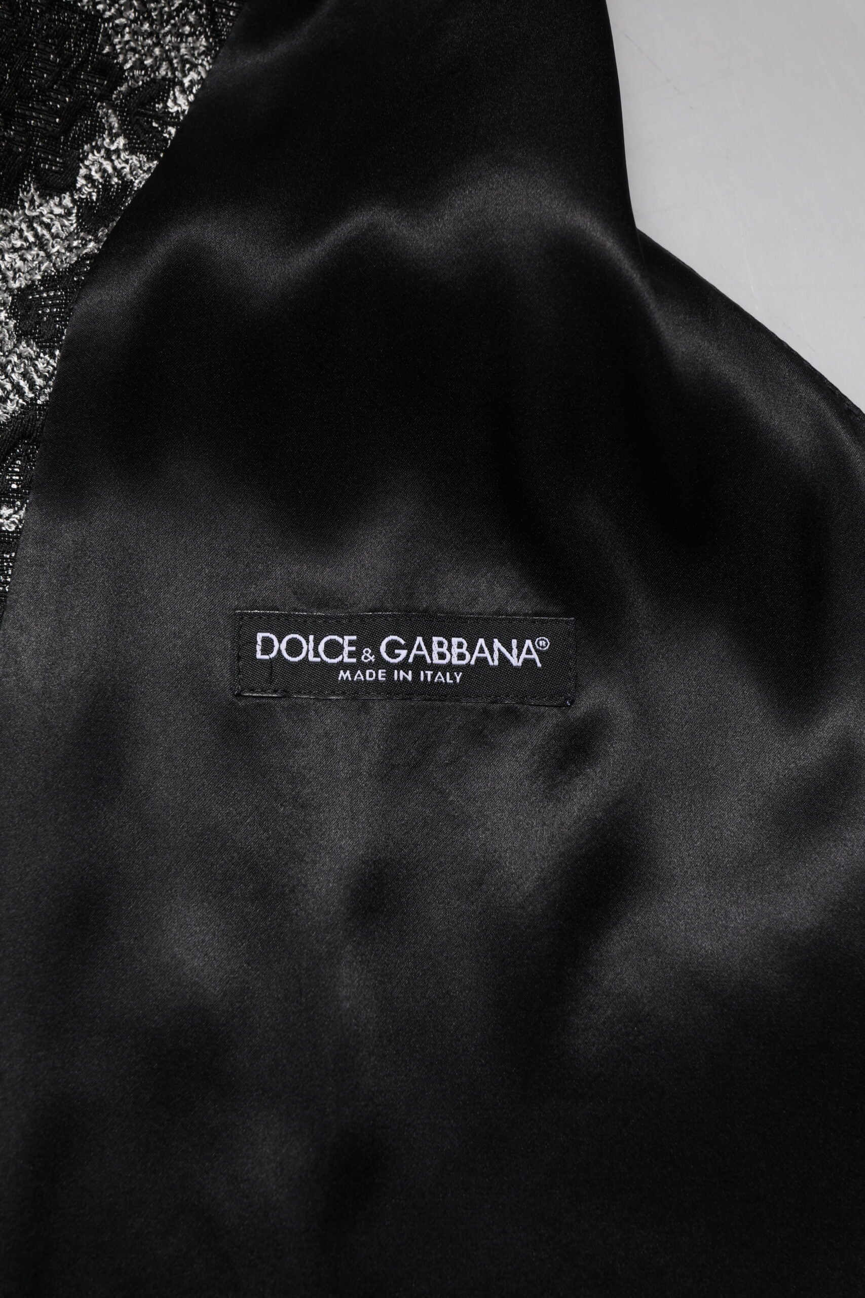 Dolce & Gabbana Black Grey Brocade Formal Men's Vest-6