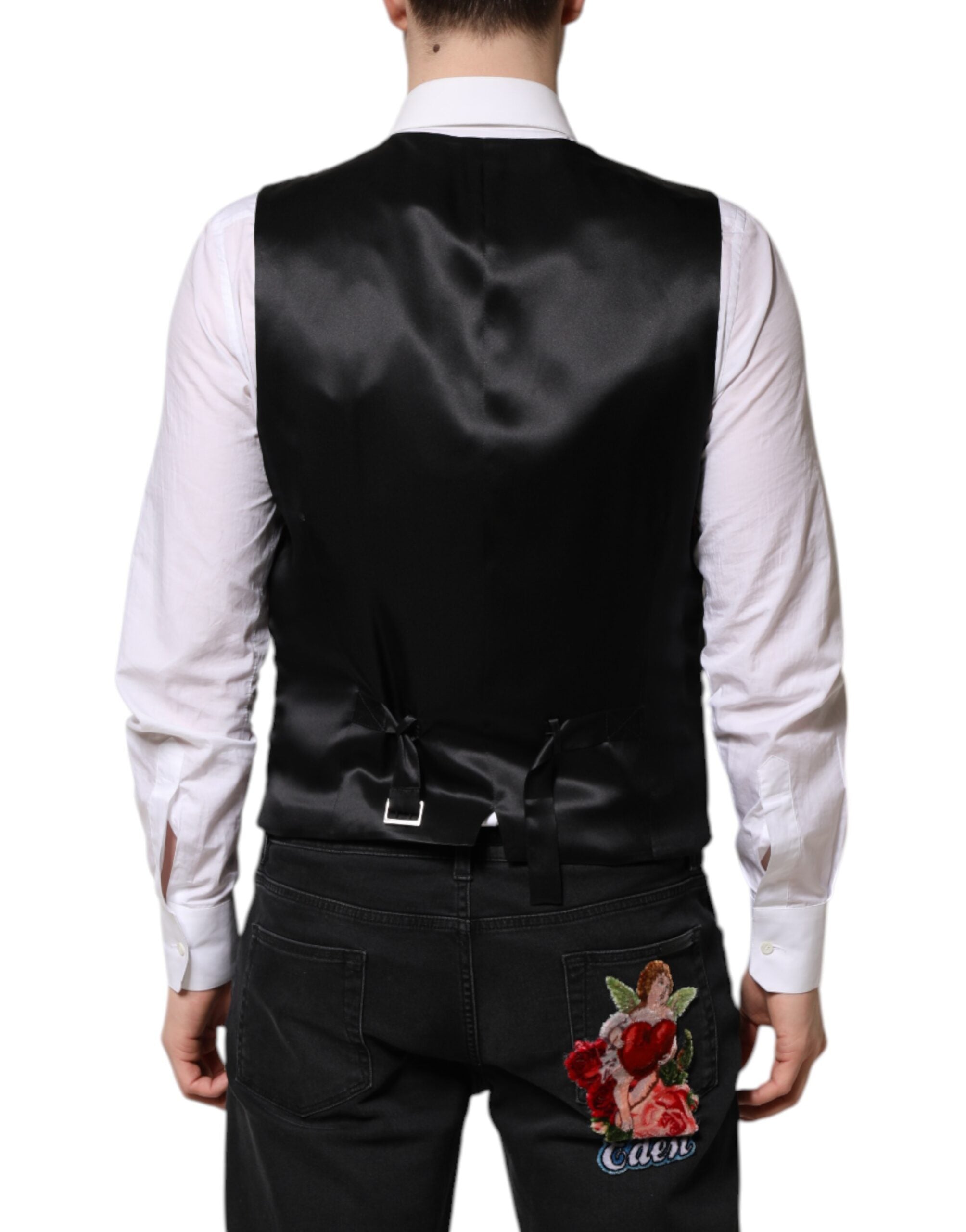 Dolce & Gabbana Rote Blumen Brokat Formal Männer Weste Weste-4