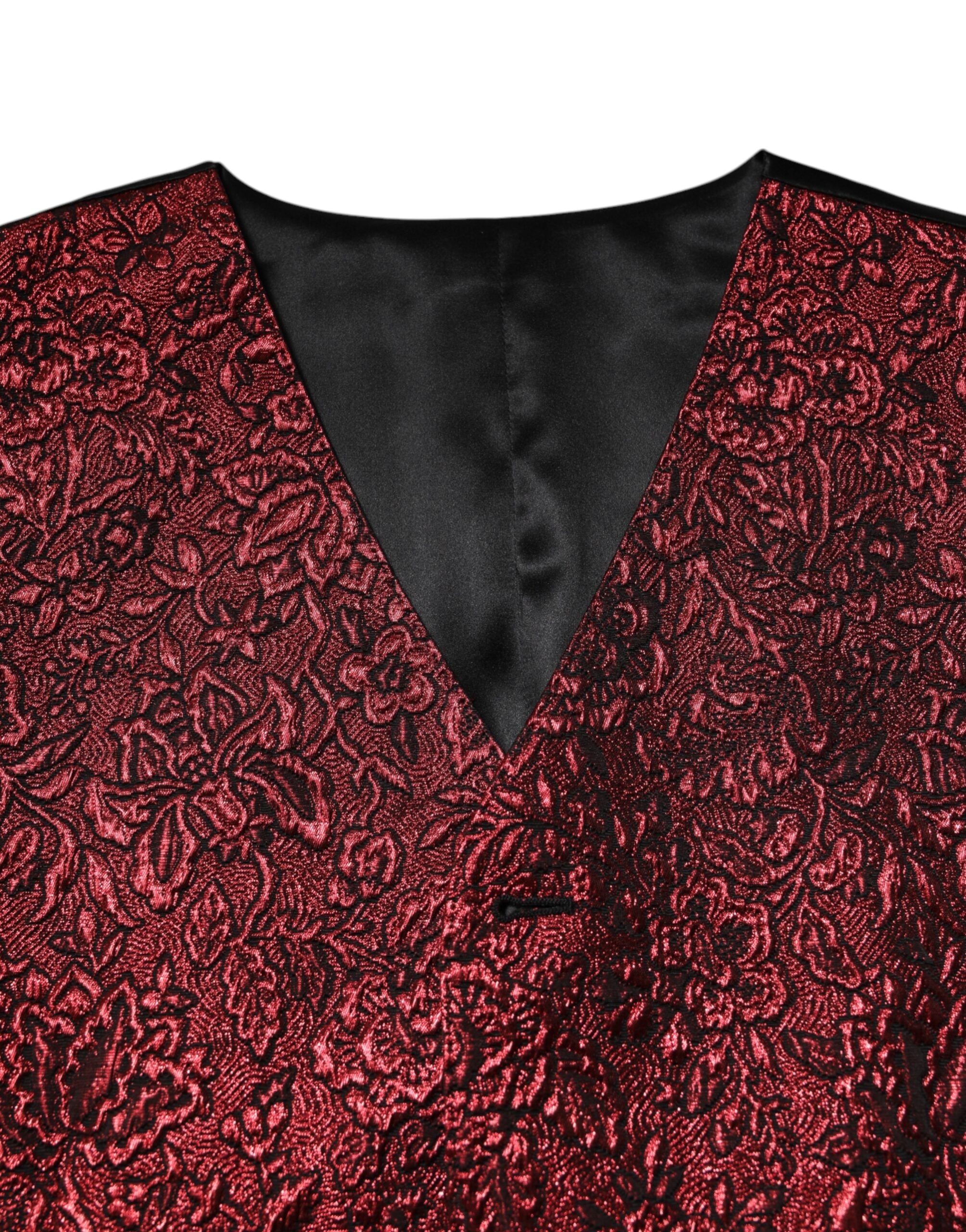 Dolce & Gabbana Rote Blumen Brokat Formal Männer Weste Weste-5