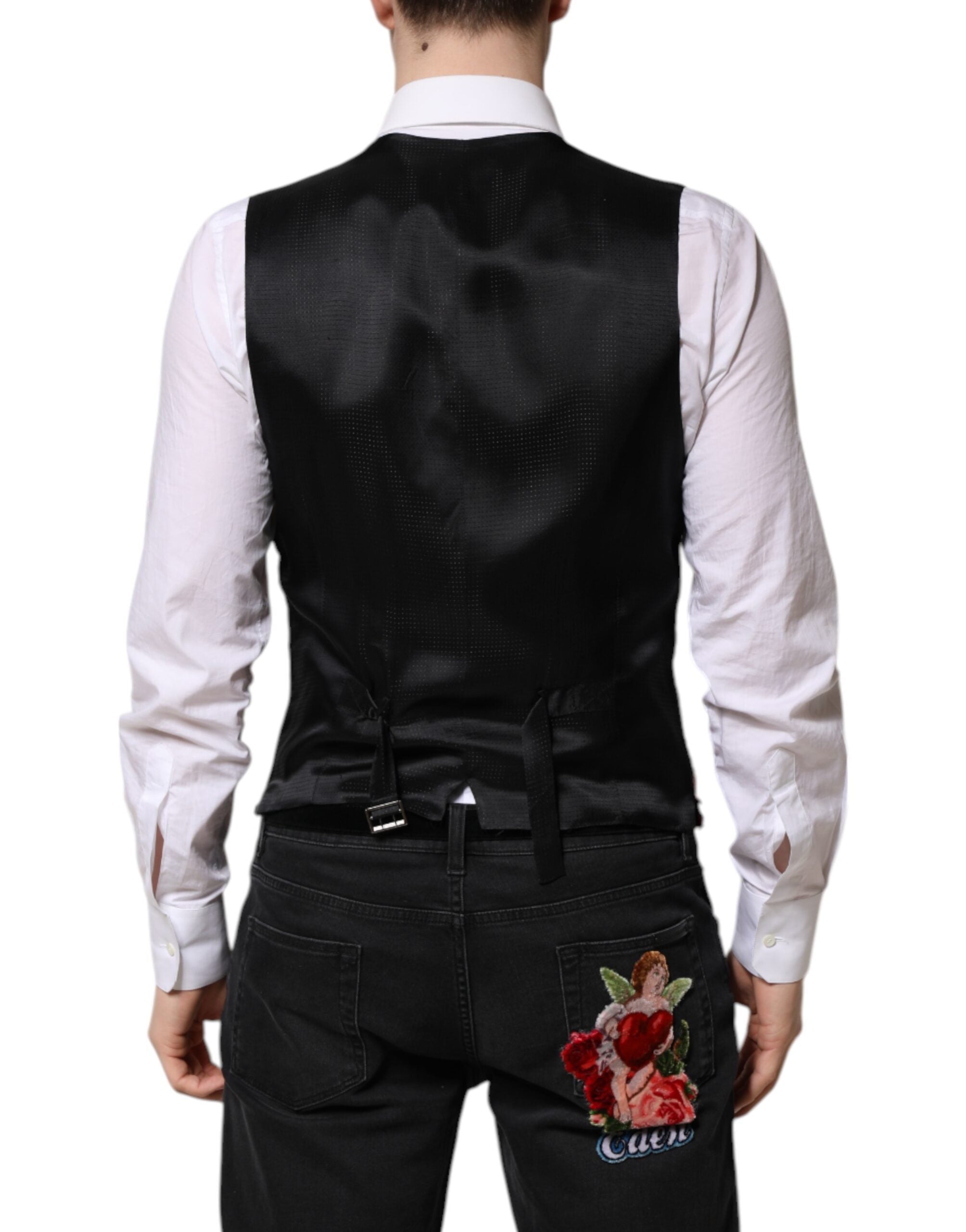 Dolce & Gabbana Rotes Paillettenkleid Formelle Männer Weste Weste-4