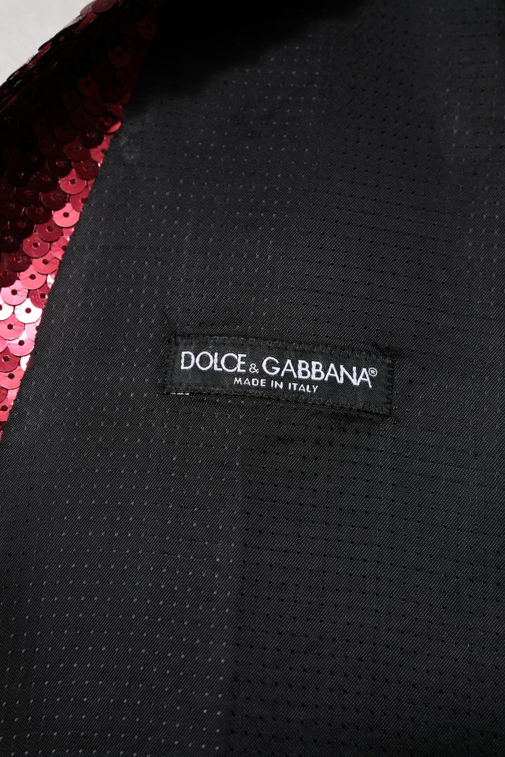 Dolce & Gabbana Rotes Paillettenkleid Formelle Männer Weste Weste-6