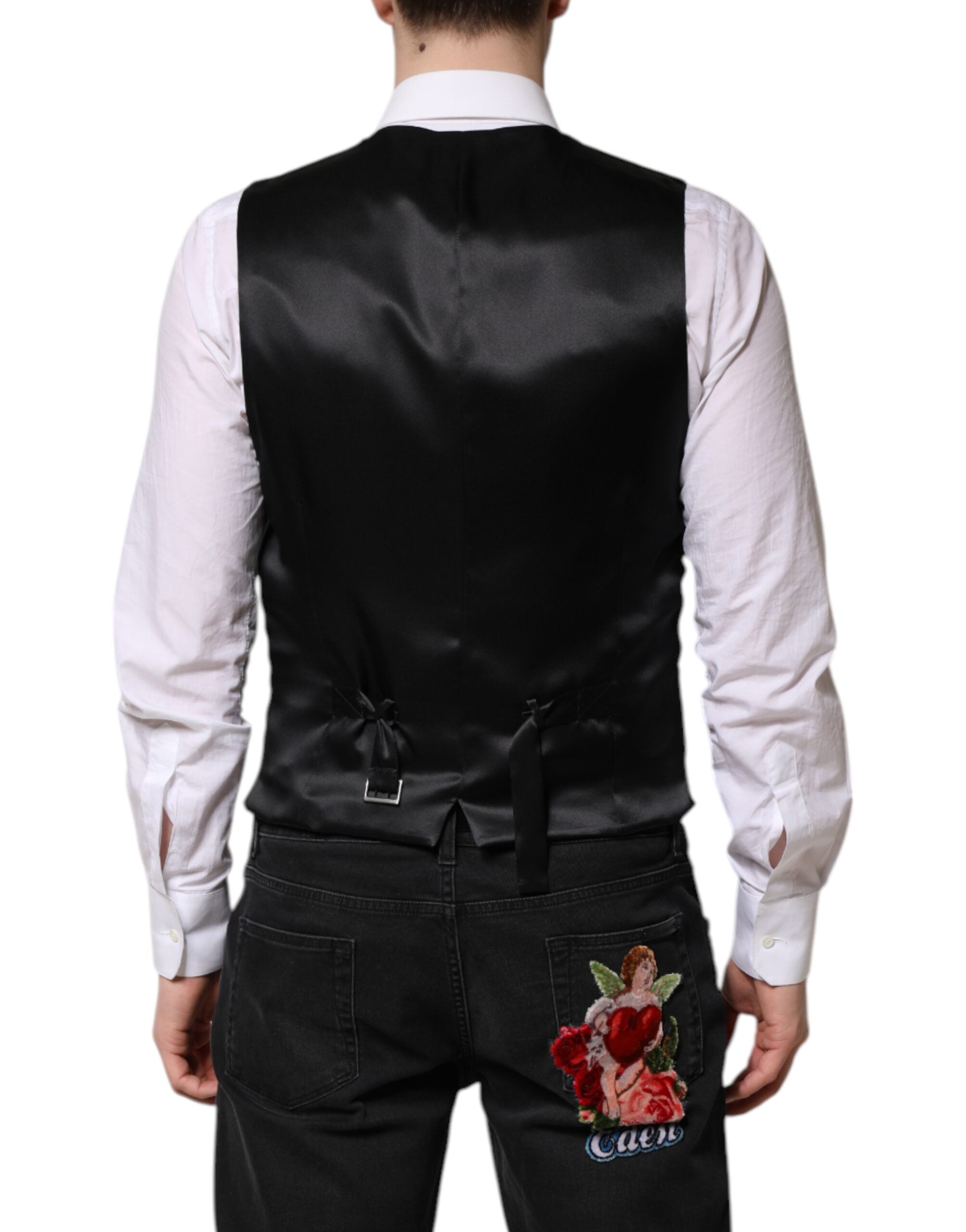 Dolce & Gabbana Rote Blumen Brokat Formal Männer Weste Weste-4
