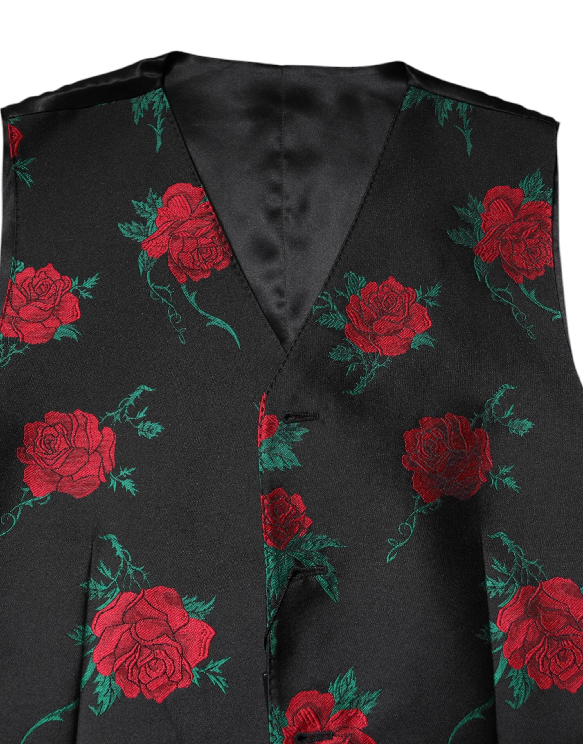 Dolce & Gabbana Rote Blumen Brokat Formal Männer Weste Weste-5