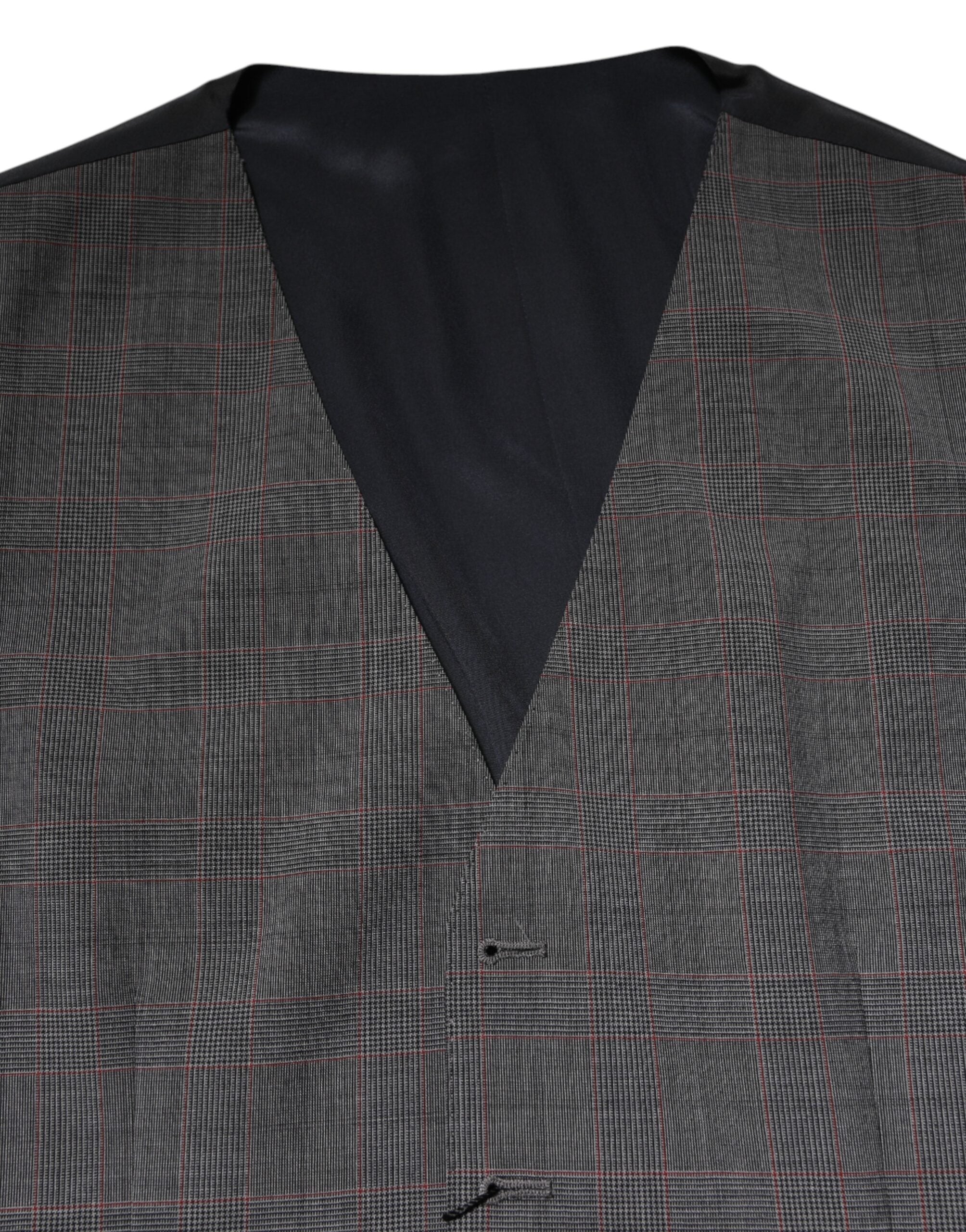 Dolce & Gabbana Grey Check Wool Vest for Formal Occasions-5