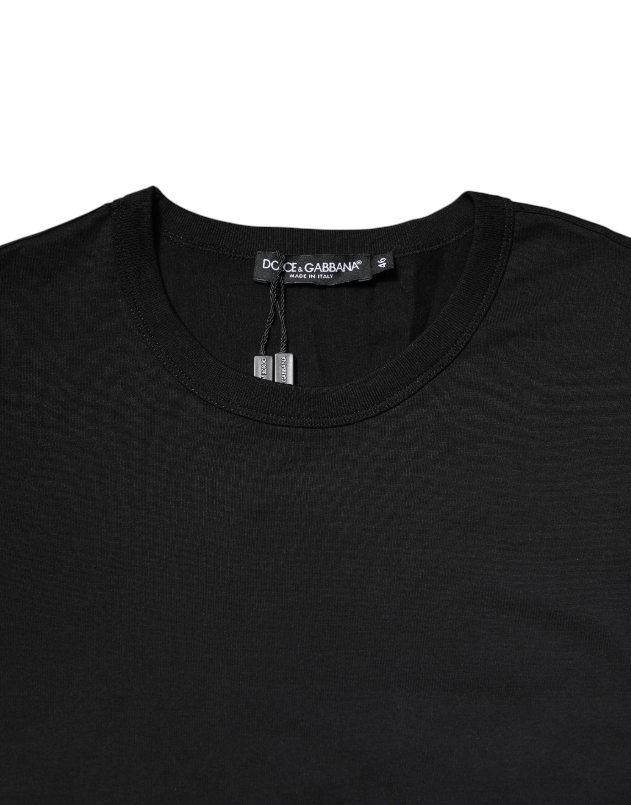 Dolce & Gabbana black cotton short-sleeved round-neck t-shirt-5