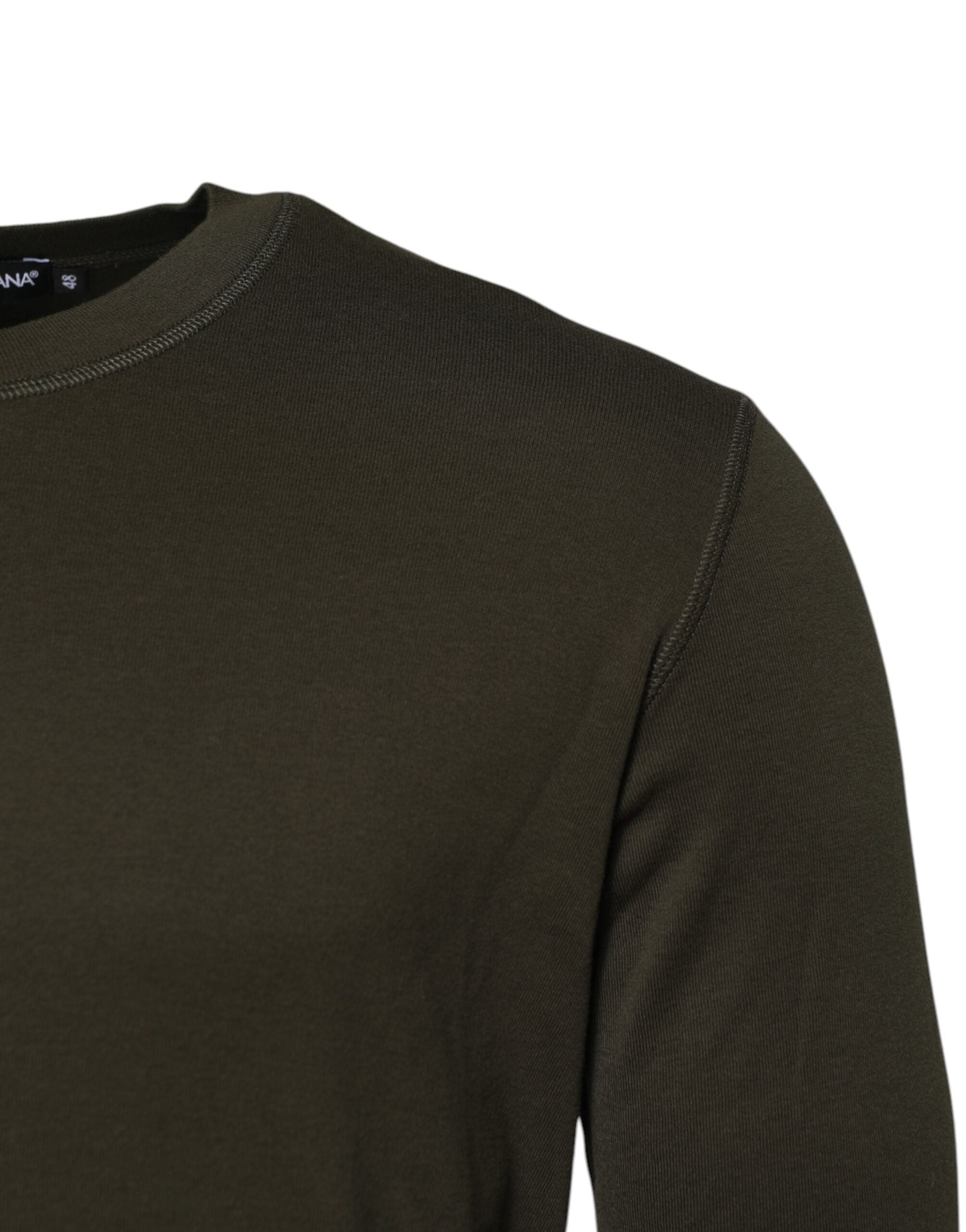 Dolce & Gabbana Dunkelgrünes T-Shirt mit langen Ärmeln und Rundhalsausschnitt-3