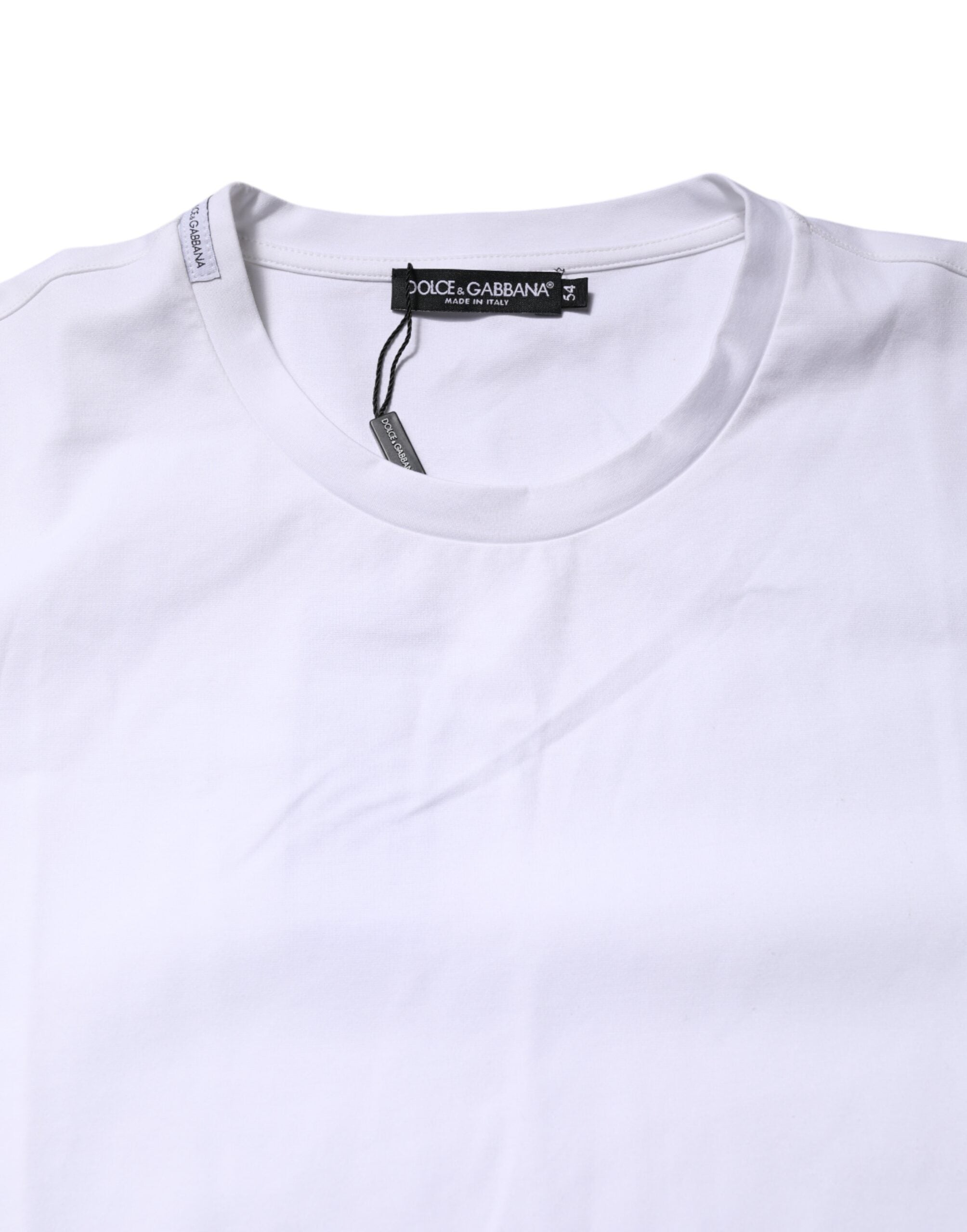 Dolce & Gabbana White cotton short-sleeved round-neck T-shirt-4