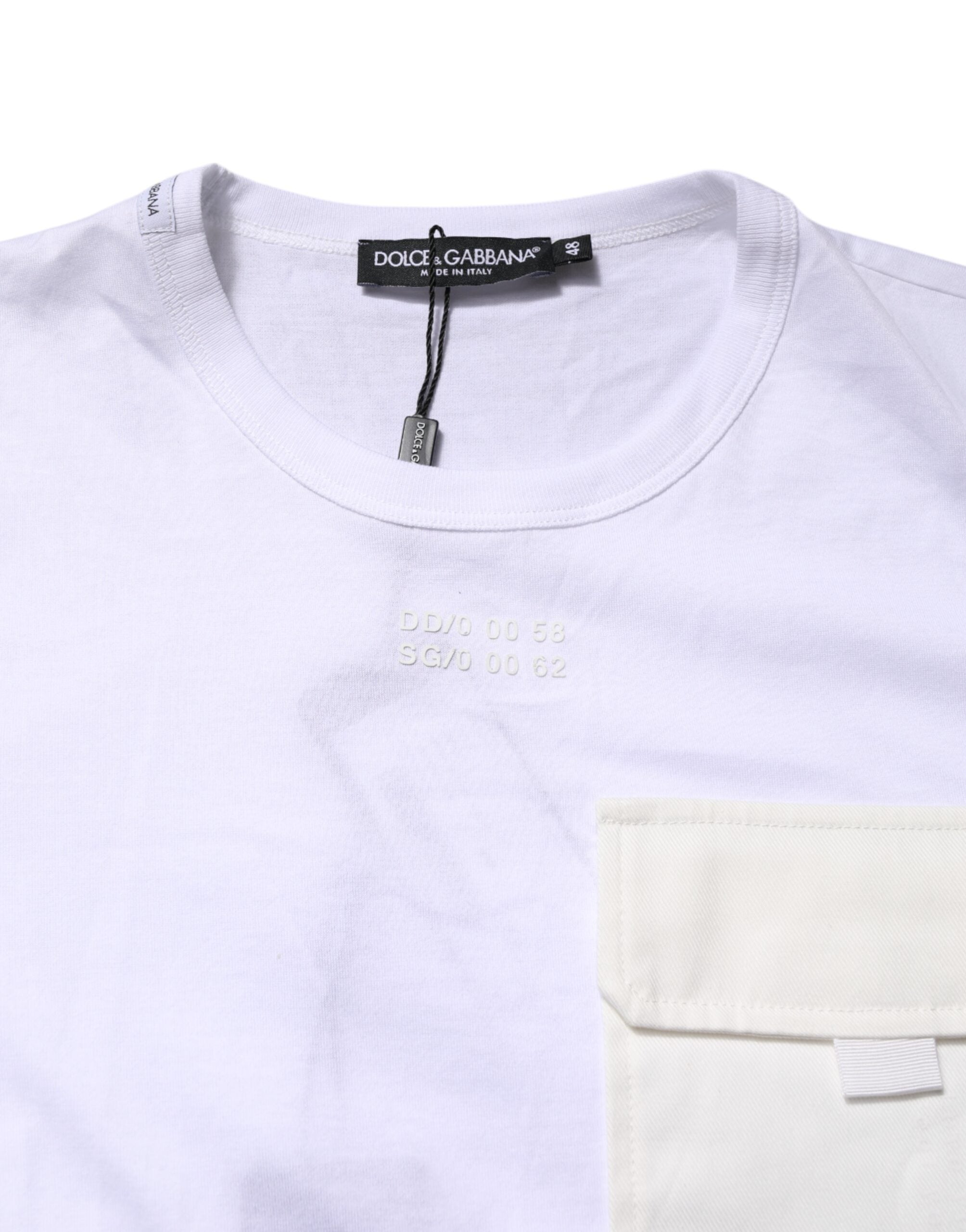 Dolce & Gabbana White Cotton Pocket Short Sleeve T-Shirt-5