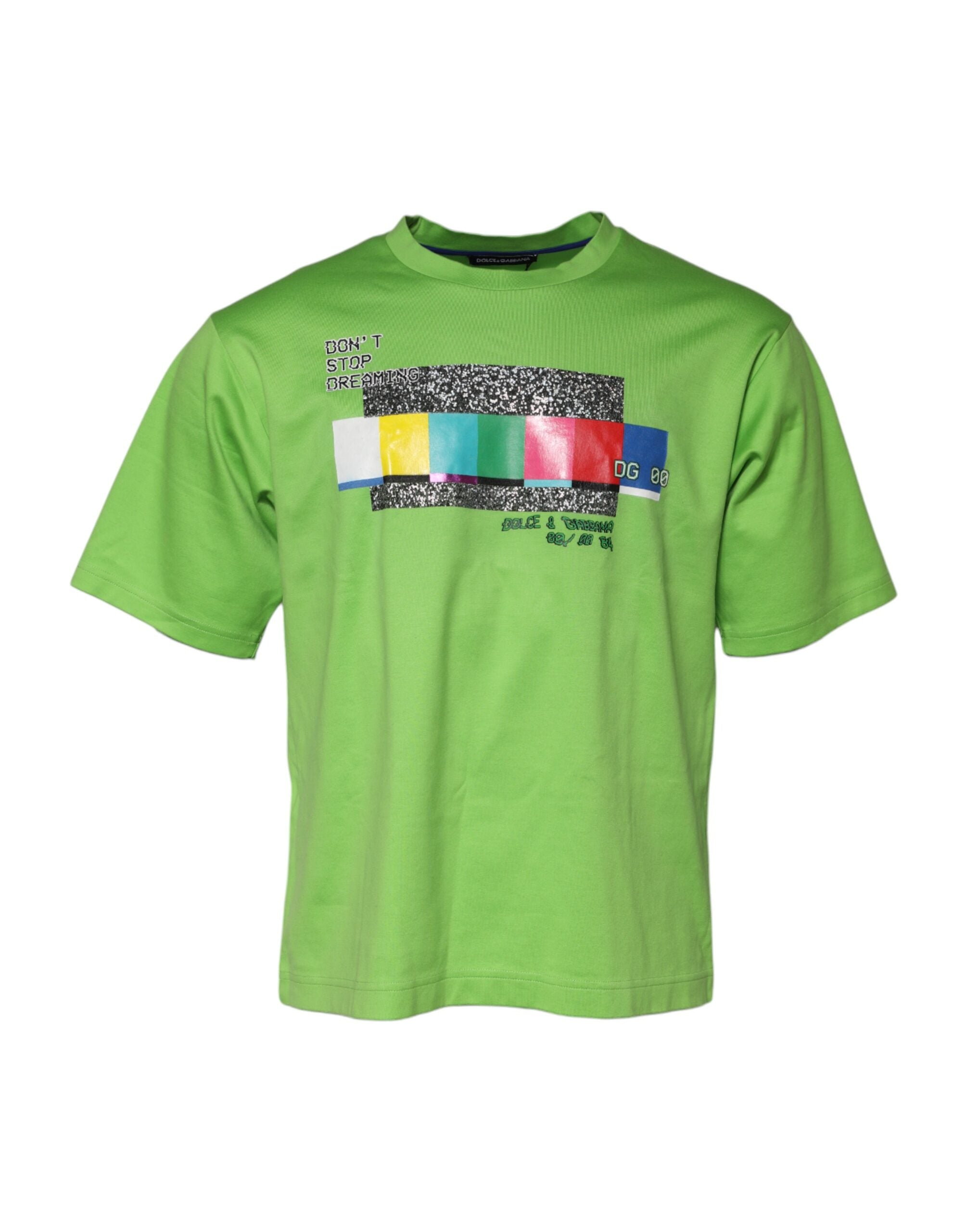 Dolce & Gabbana green T-shirt with round neck and graphic print-1