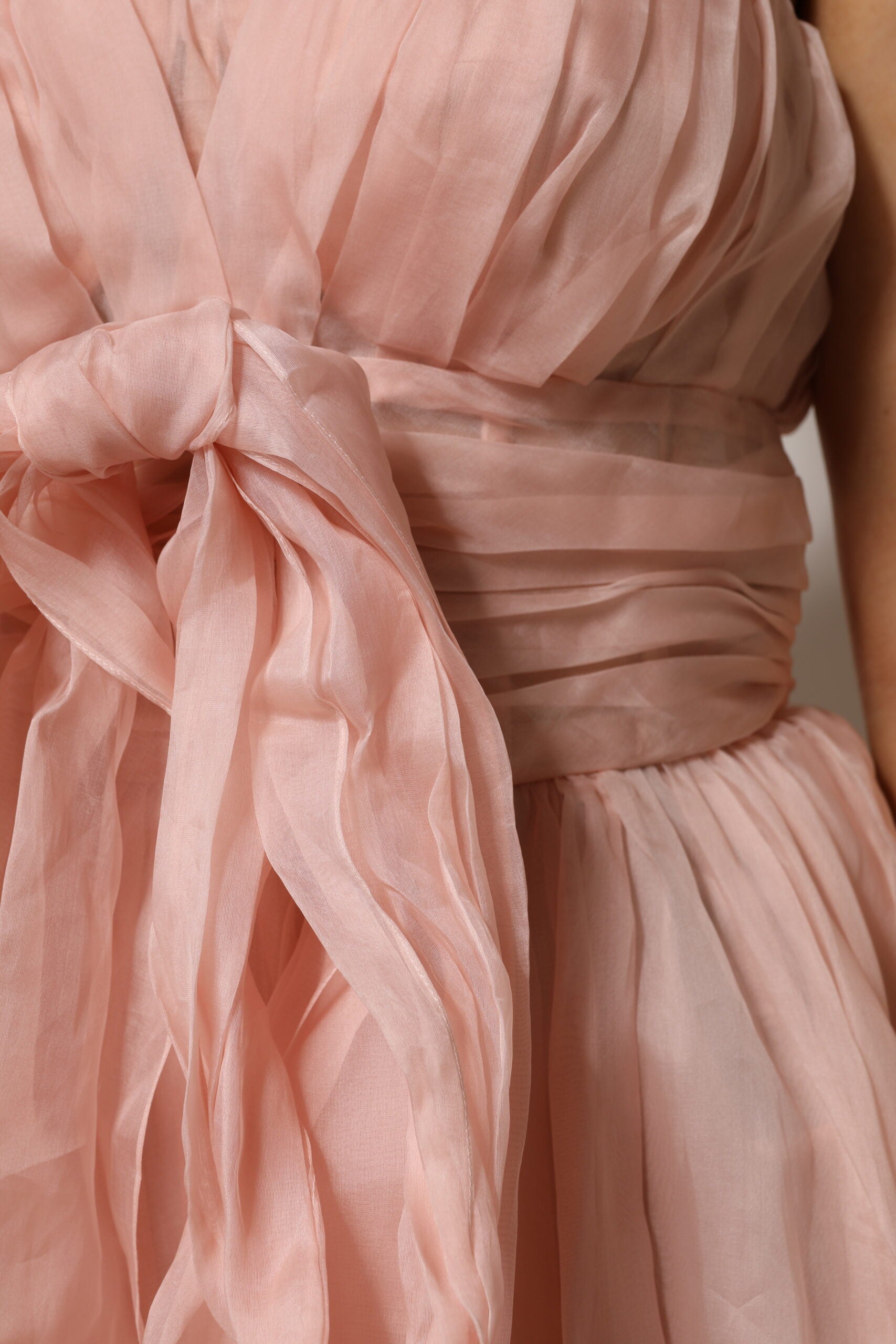Dolce & Gabbana Pink Silk Chiffon A-Line Pleated Midi Dress-6