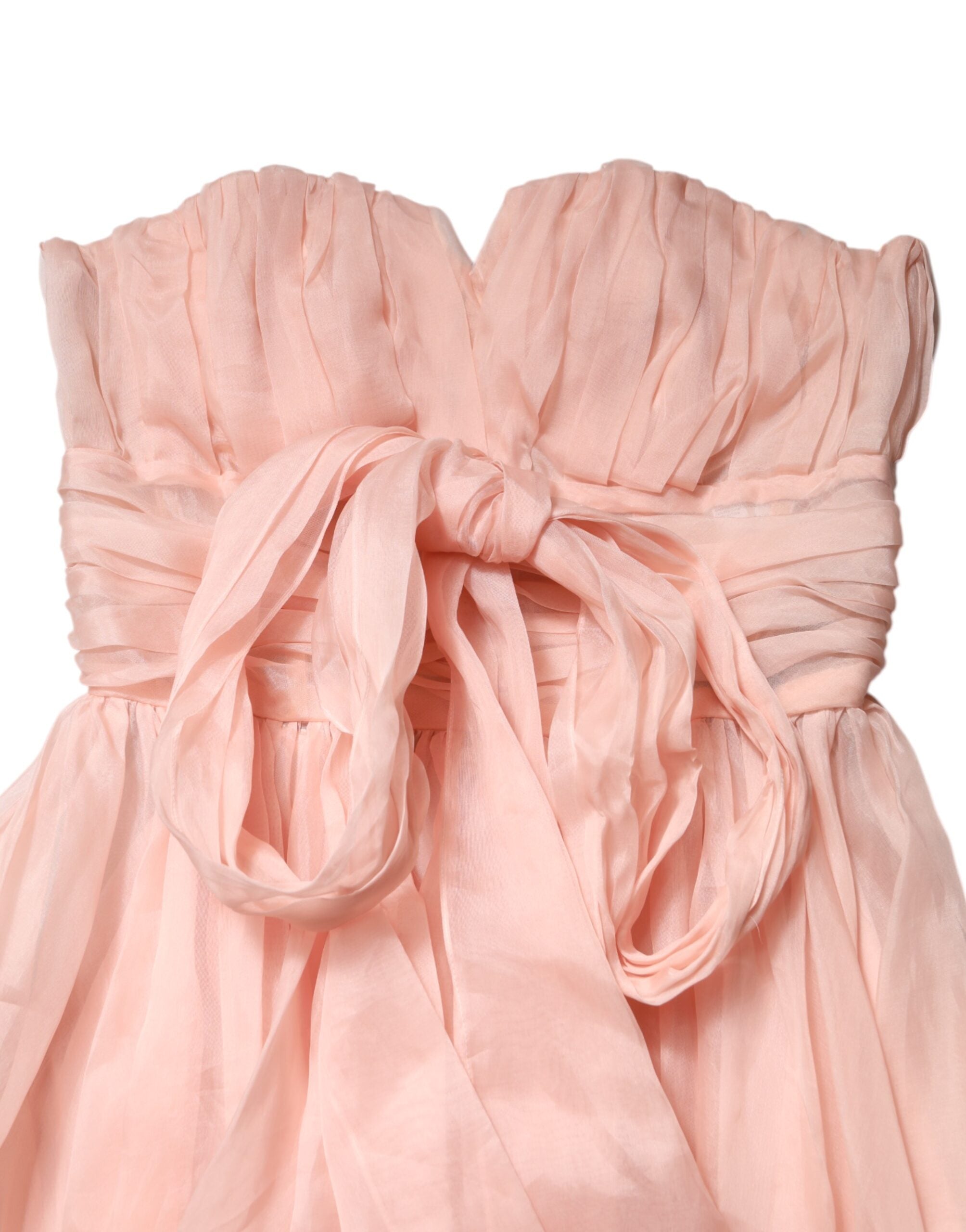 Dolce & Gabbana Pink Silk Chiffon A-Line Pleated Midi Dress-7
