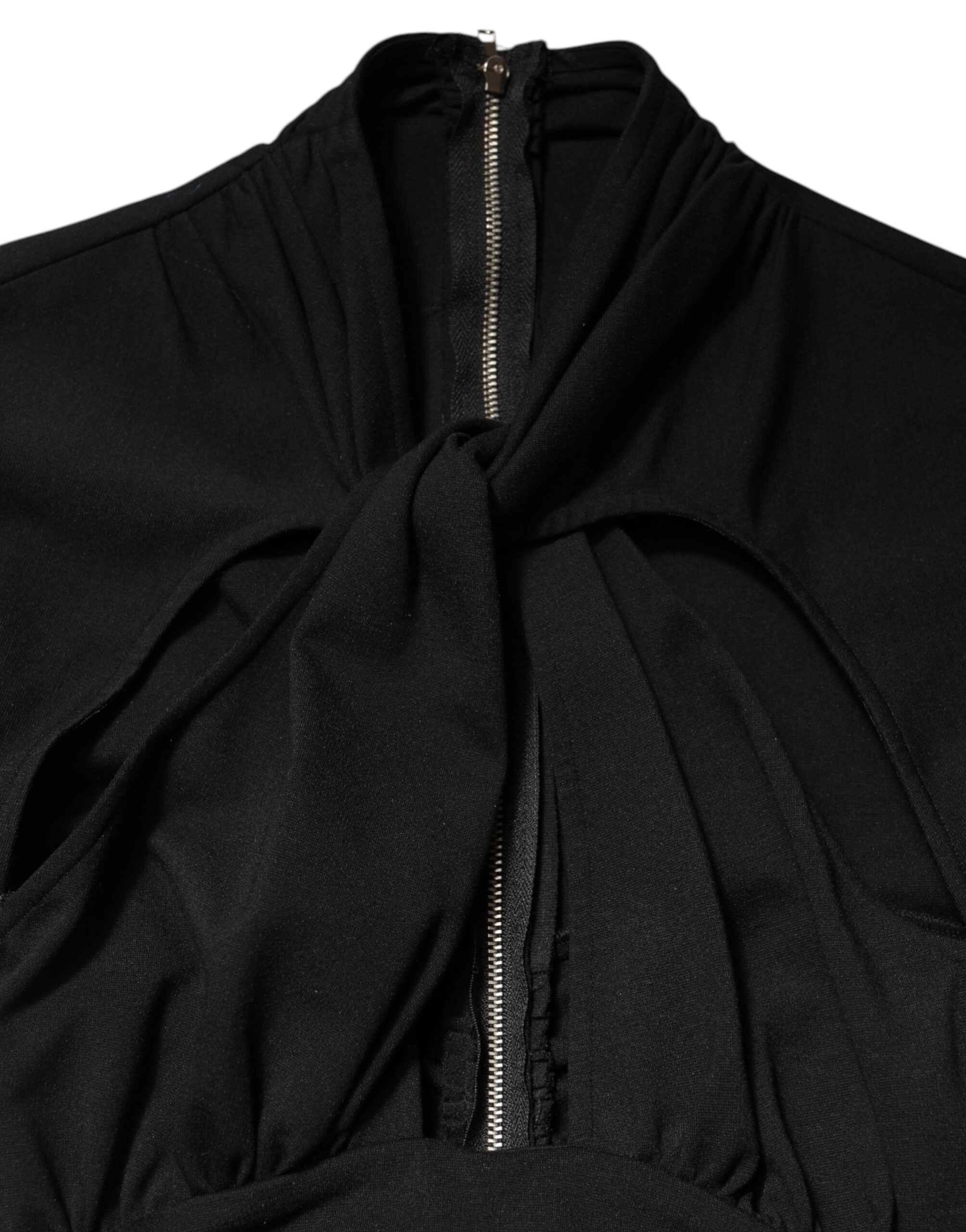 Vestido midi negro de manga larga de Dolce & Gabbana-7