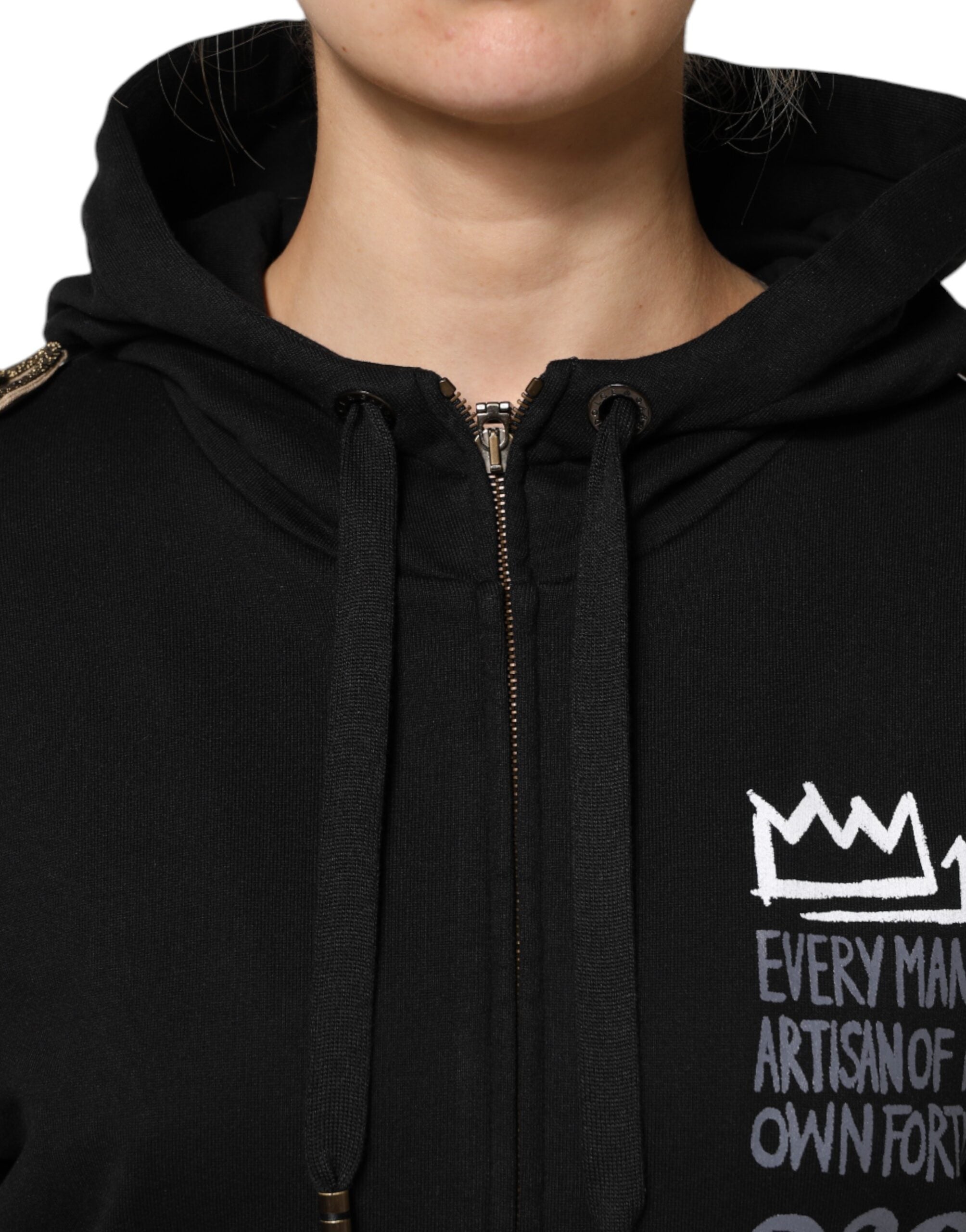 Dolce & Gabbana Black Logo Sweatshirt with Hood and Zip-5
