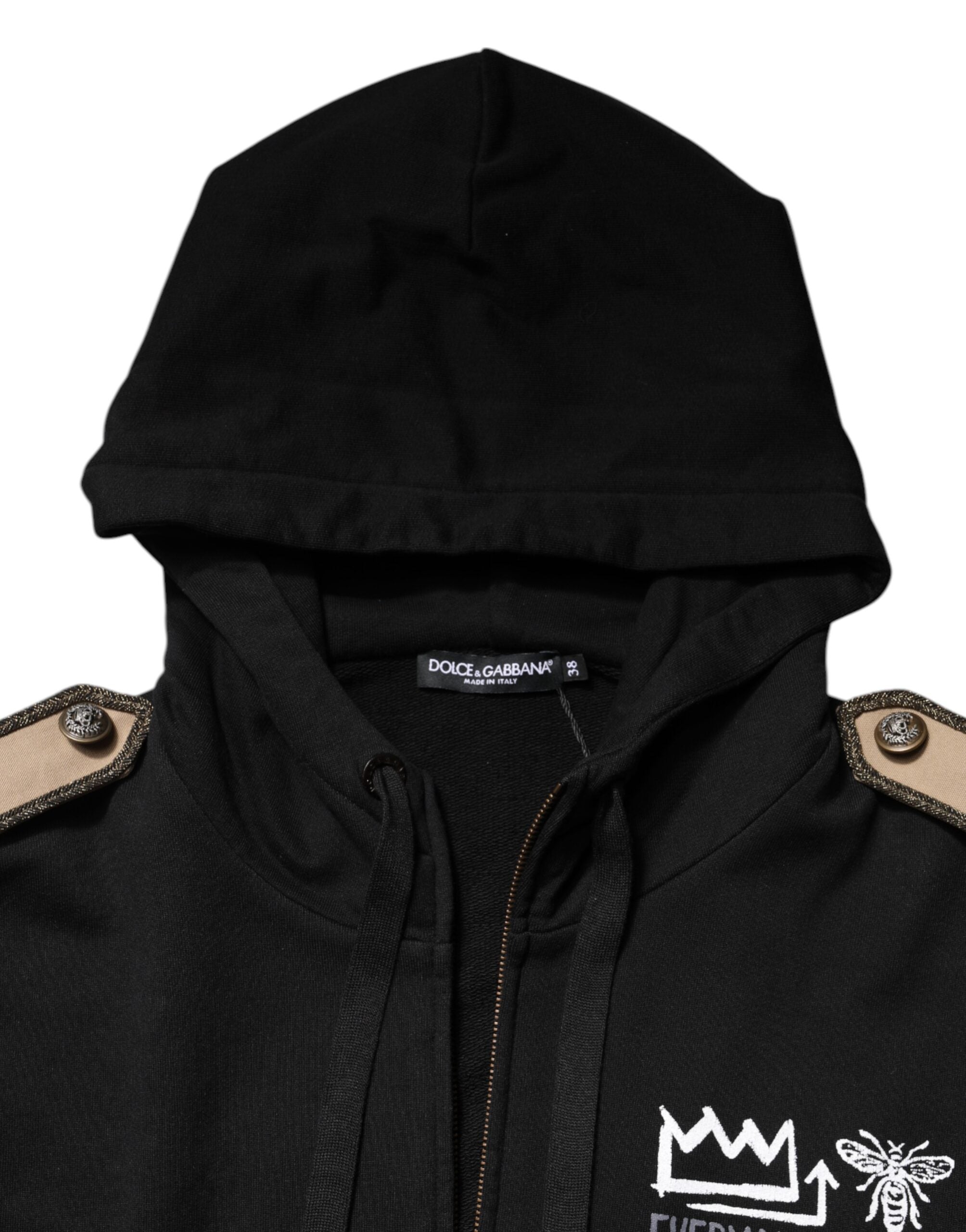 Dolce & Gabbana Black Logo Sweatshirt with Hood and Zip-7