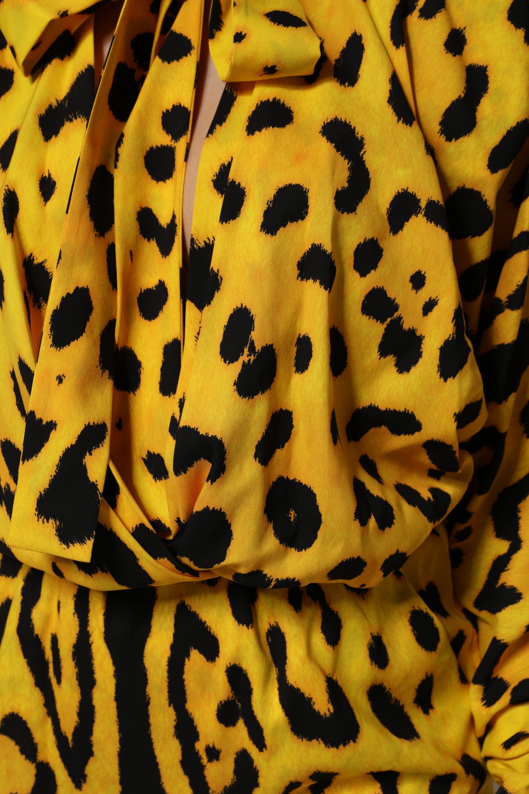Dolce & Gabbana Yellow Leopard Long Sleeve Jumpsuit Dress-6