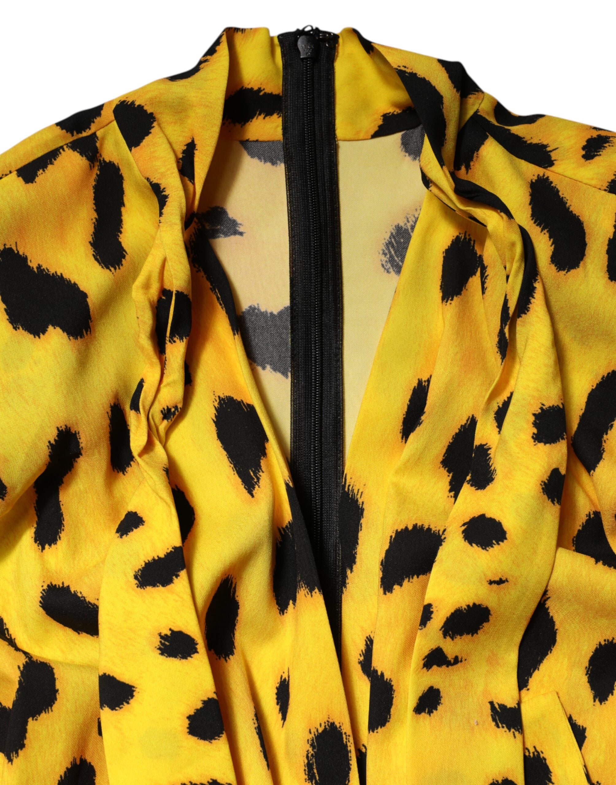 Dolce & Gabbana Yellow Leopard Long Sleeve Jumpsuit Dress-7