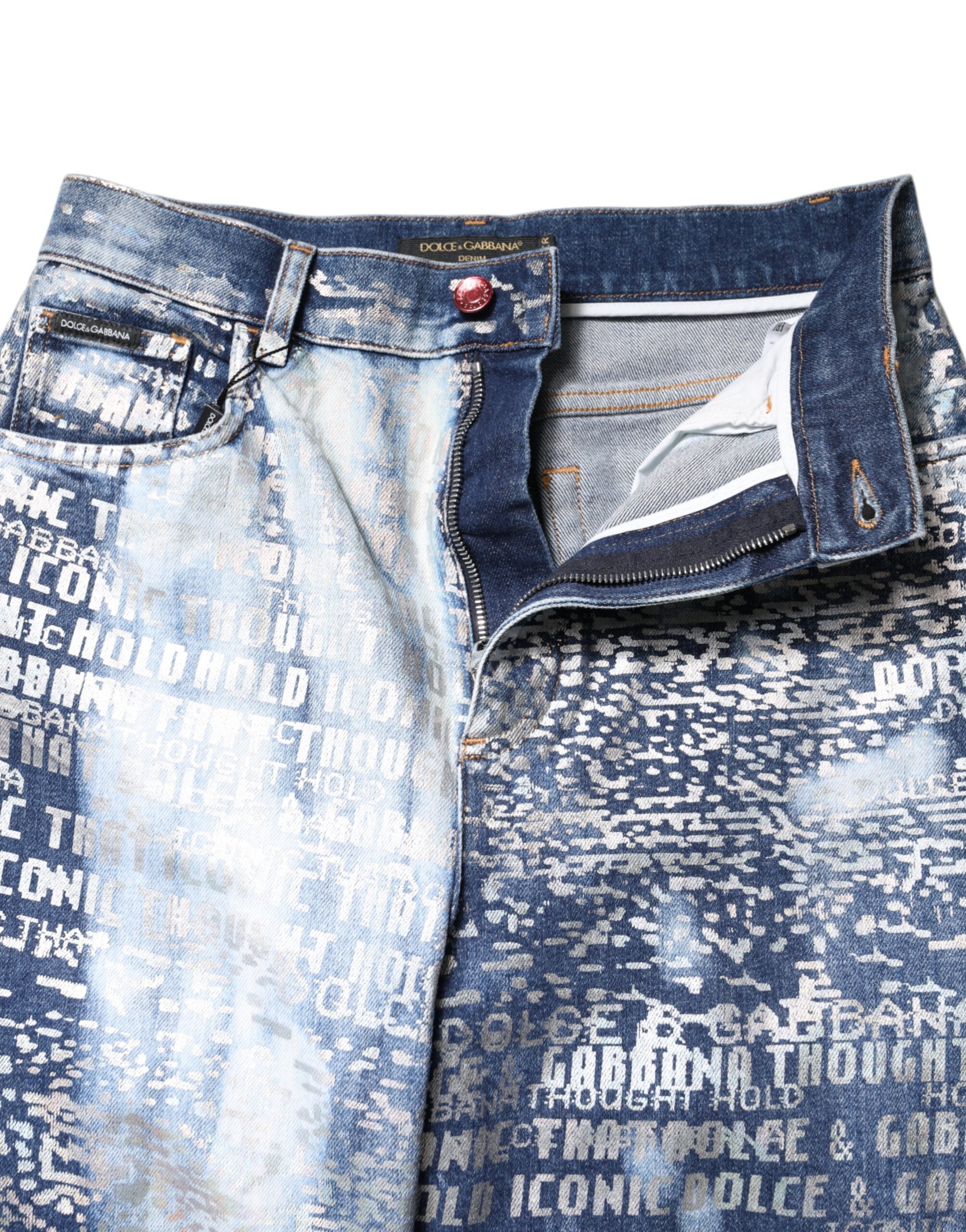 Vaqueros de cintura alta lavados en azul de Dolce & Gabbana-6