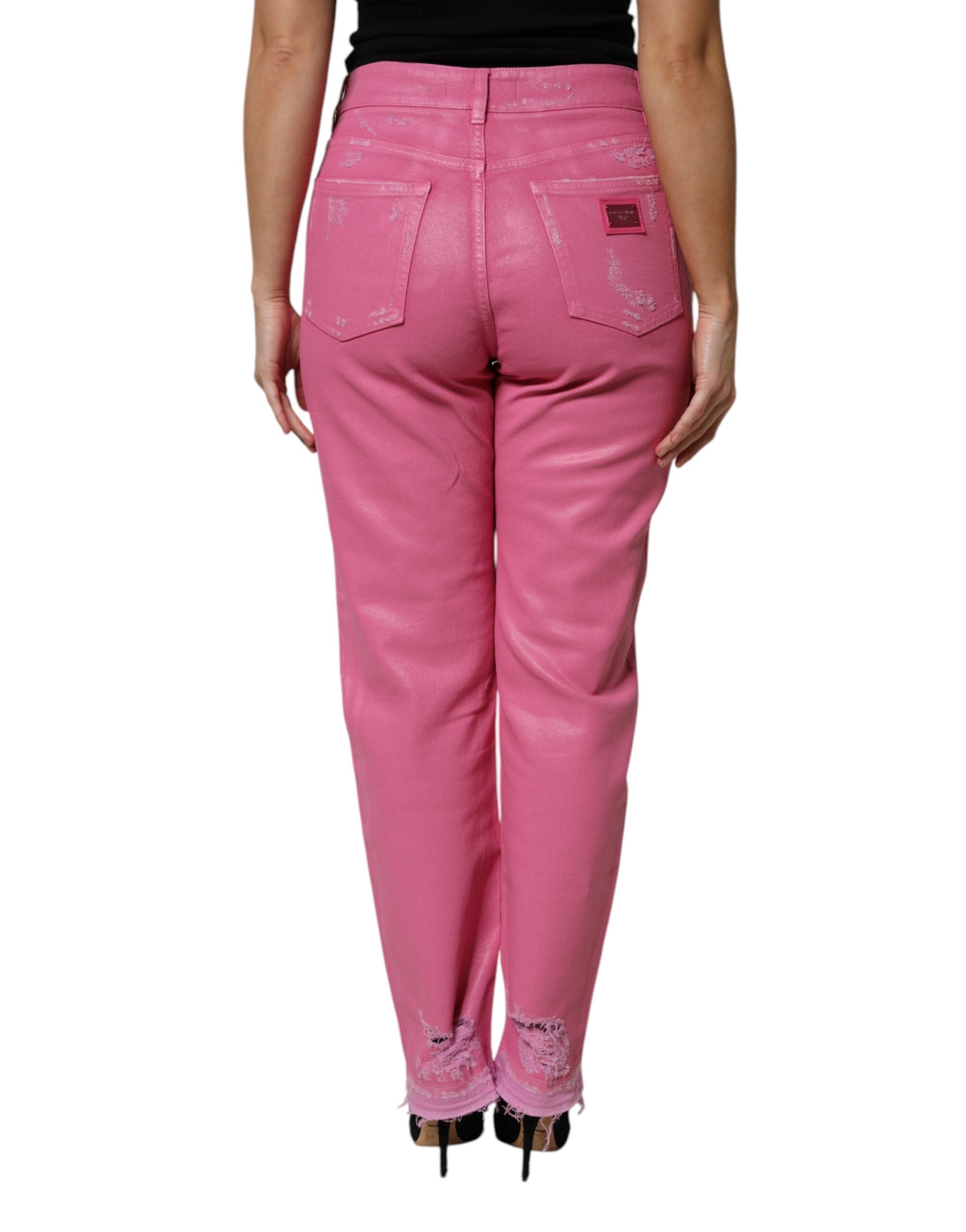 Dolce & Gabbana Rosa zerfledderte Jeans mit mittlerer Taille aus Denim-4
