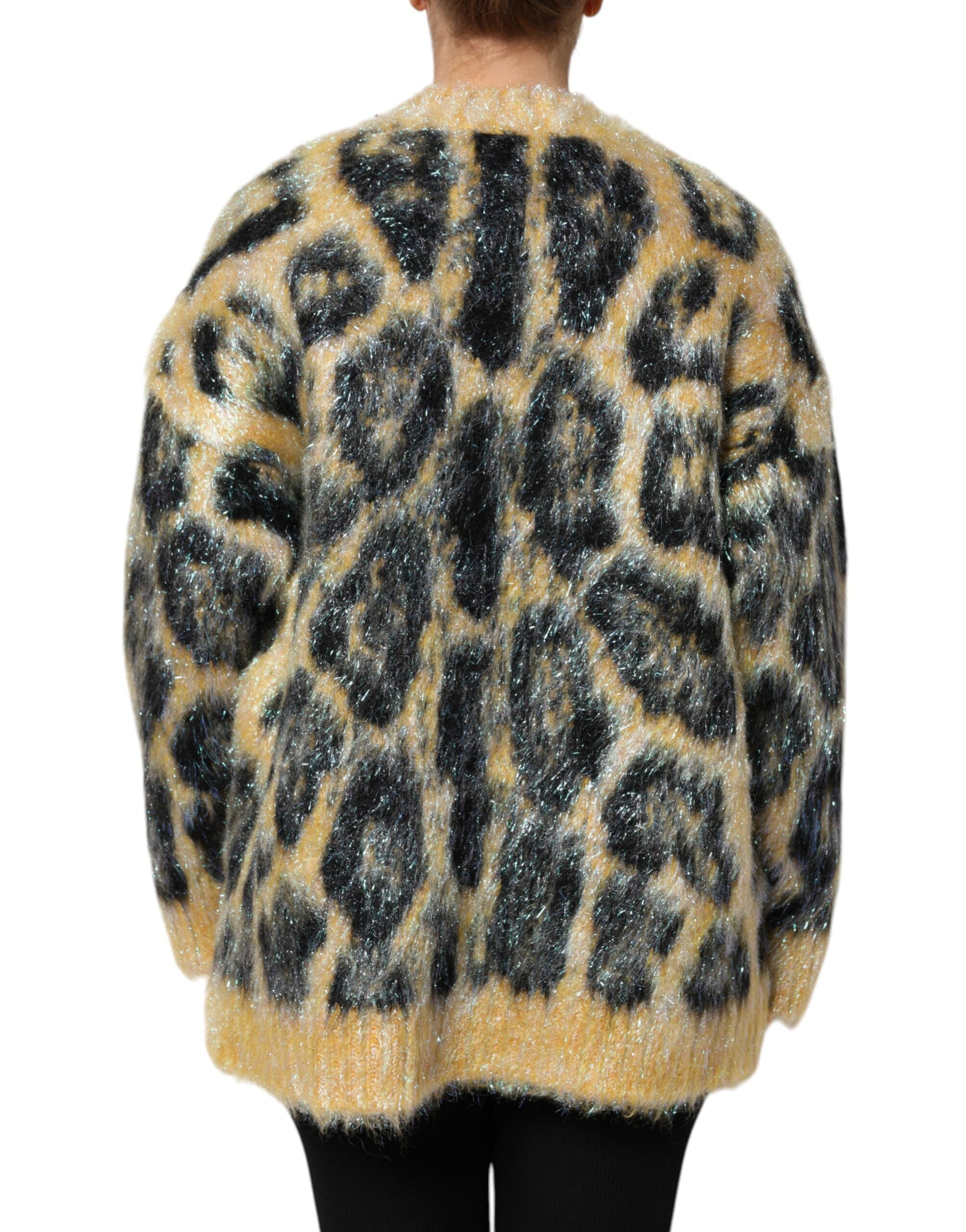 Dolce & Gabbana Multicolor Leopard Mohair Crew Neck Sweater-4