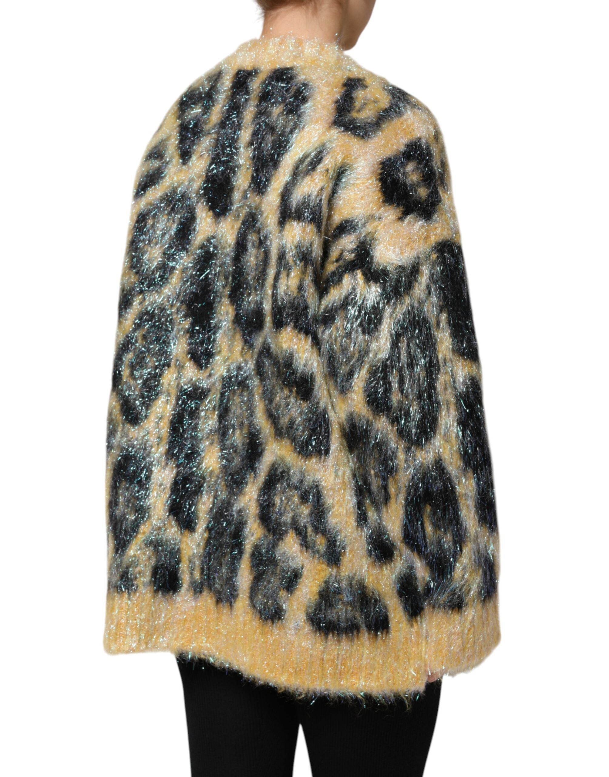 Dolce & Gabbana Multicolor Leopard Mohair Crew Neck Sweater-5