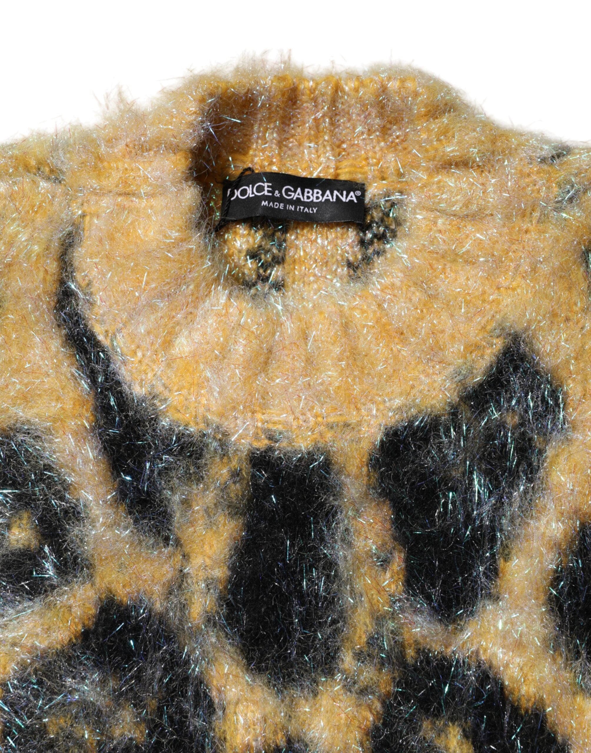 Dolce & Gabbana Multicolor Leopard Mohair Crew Neck Sweater-8