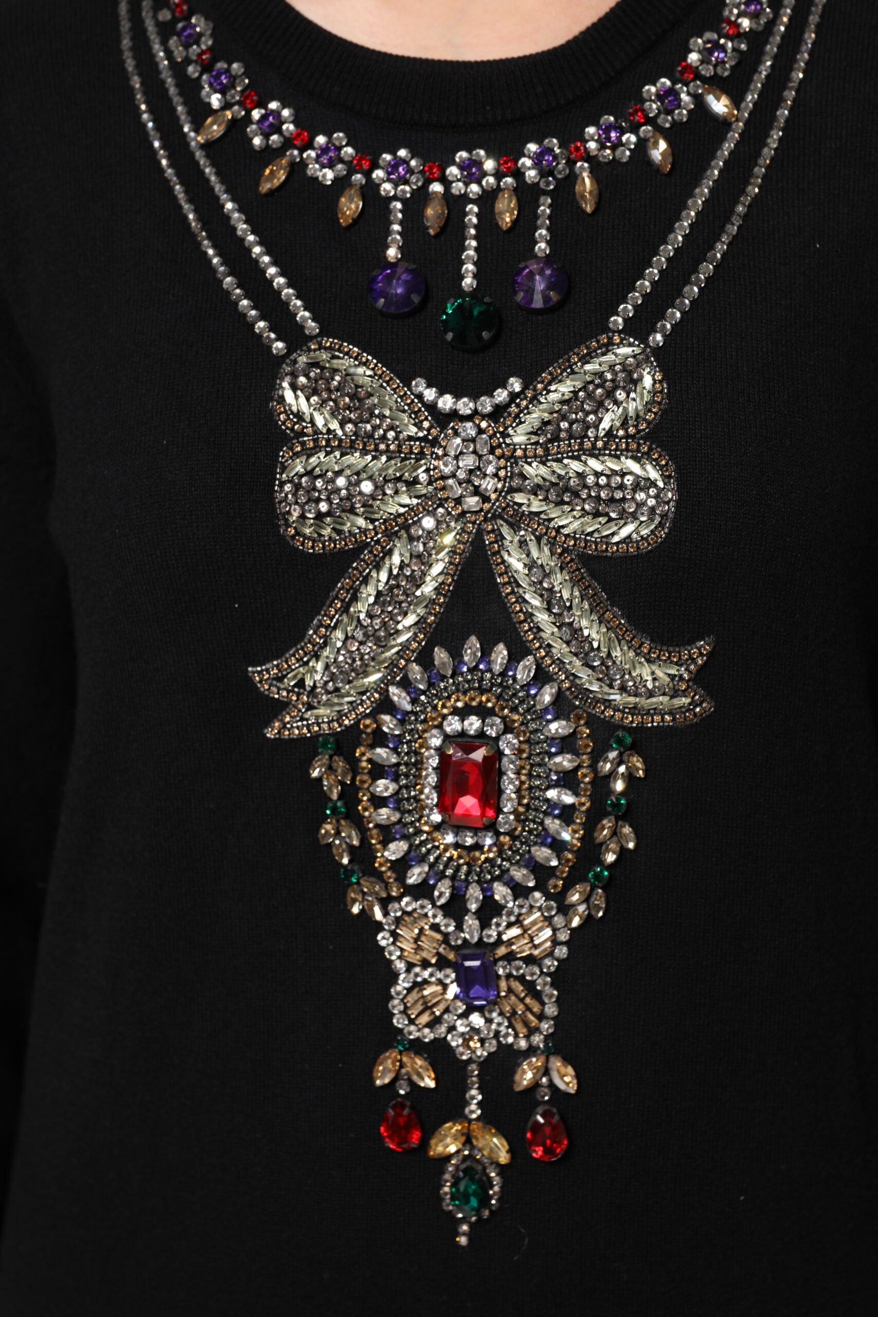 Dolce & Gabbana black cashmere sweater with crystal embellishment-7
