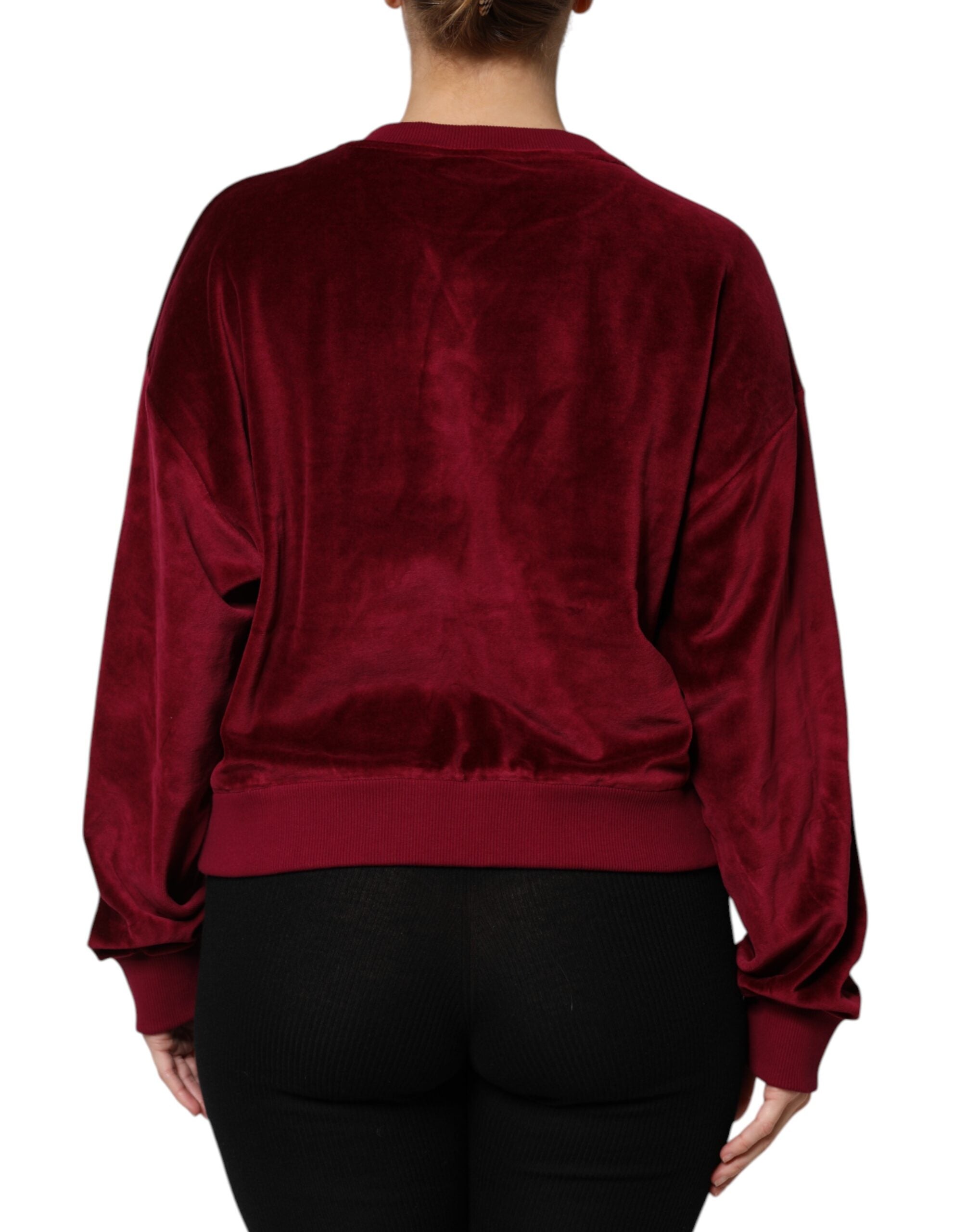 Dolce & Gabbana Roter Baumwollsamt-Pullover mit Rundhalsausschnitt-4