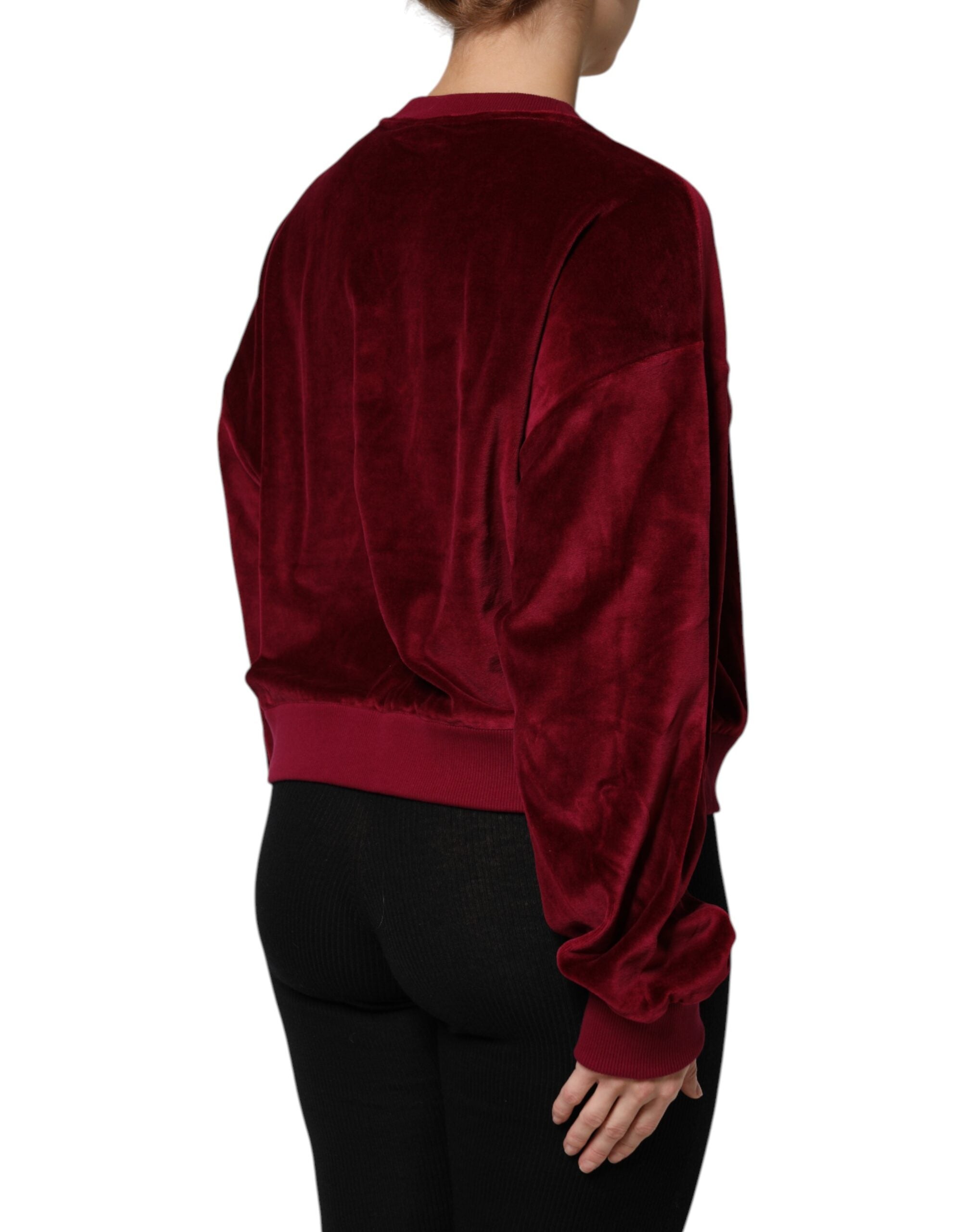 Dolce & Gabbana Roter Baumwollsamt-Pullover mit Rundhalsausschnitt-5