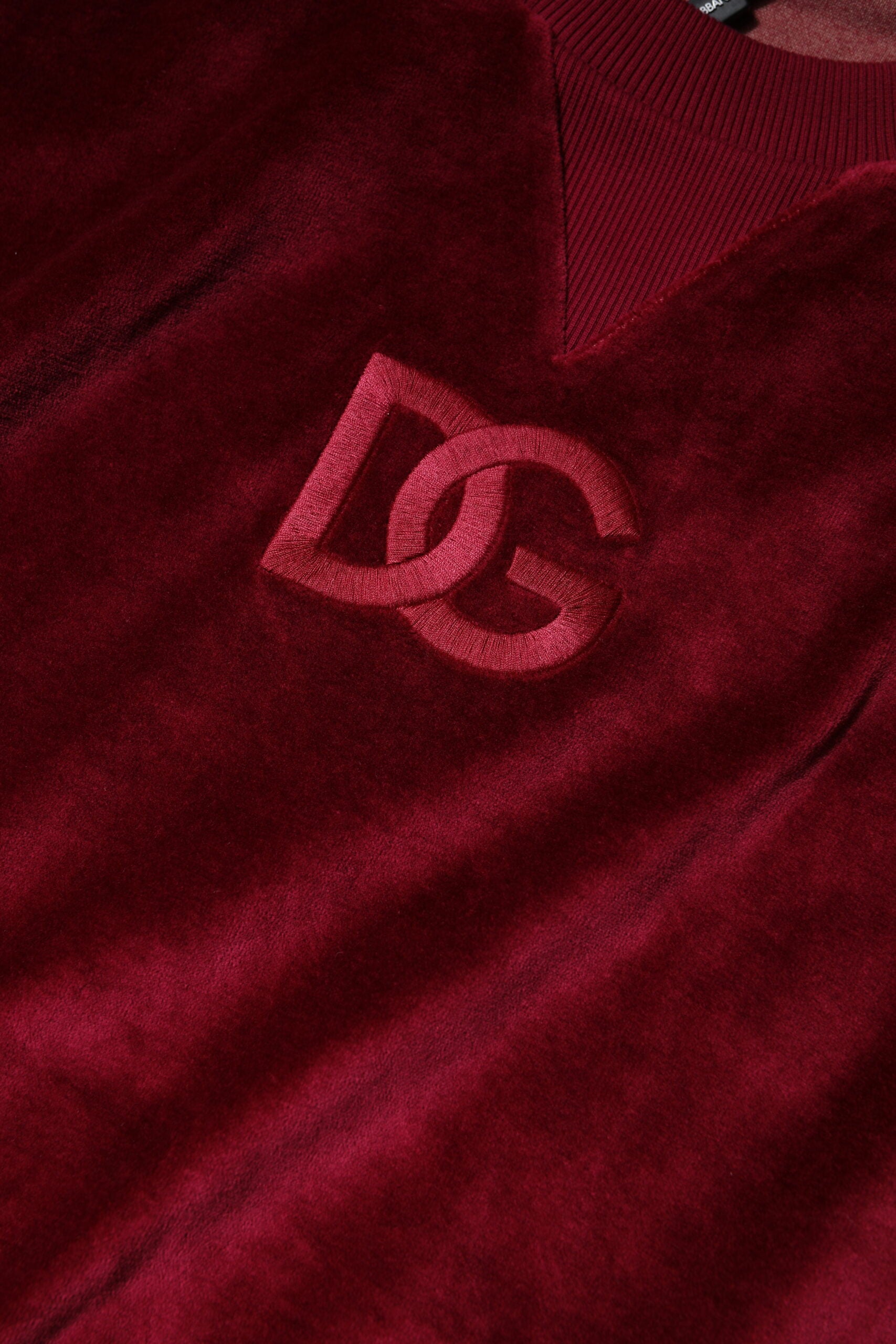 Dolce & Gabbana Roter Baumwollsamt-Pullover mit Rundhalsausschnitt-8
