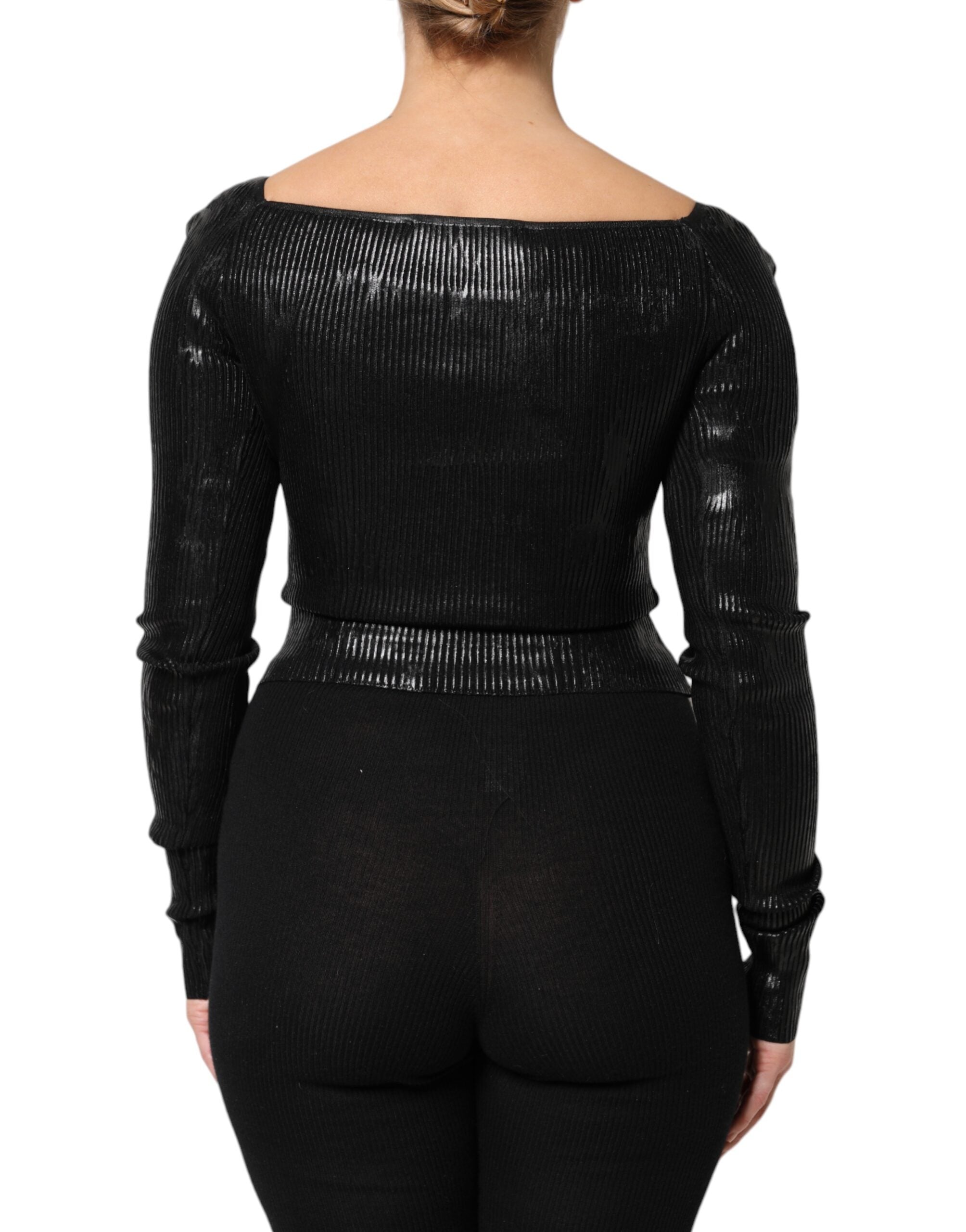 Dolce & Gabbana Schwarzes langärmeliges Blusentop aus Viskose-4