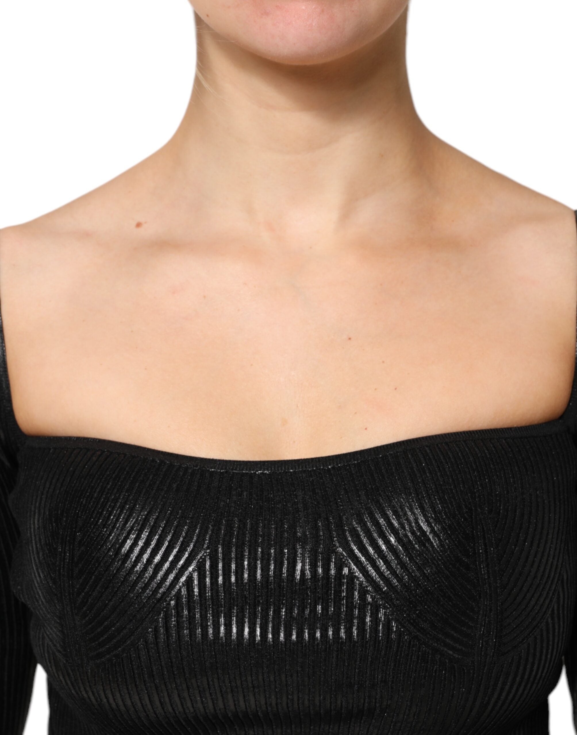 Dolce & Gabbana Schwarzes langärmeliges Blusentop aus Viskose-5