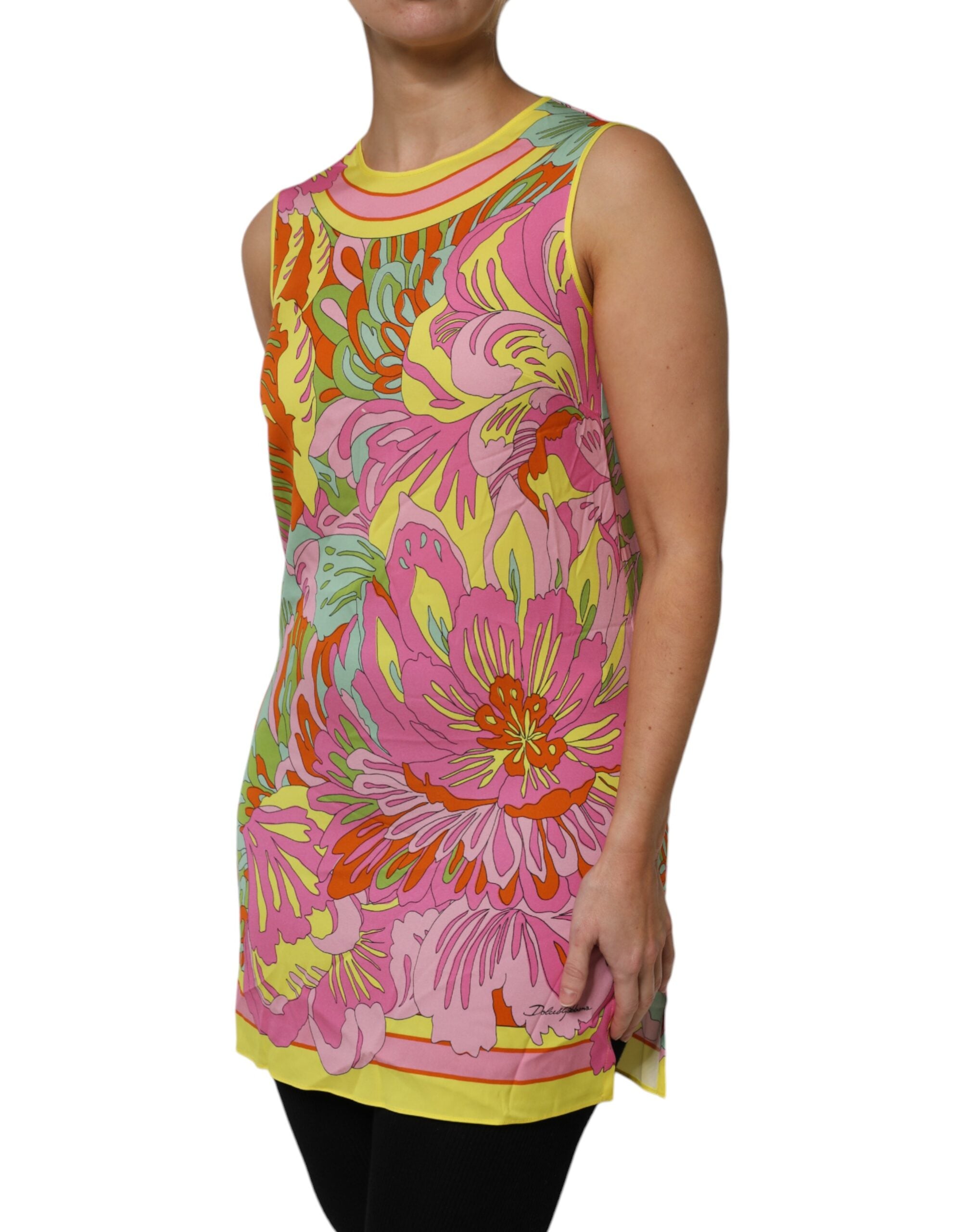 Dolce & Gabbana Multicolor Floral Round Neck Sleeveless Top-3