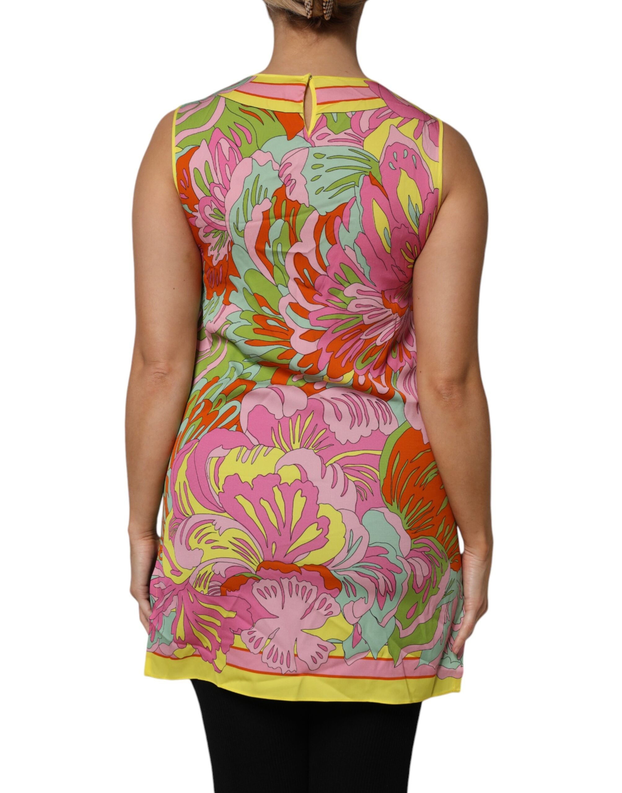 Dolce & Gabbana Multicolor Floral Round Neck Sleeveless Top-4
